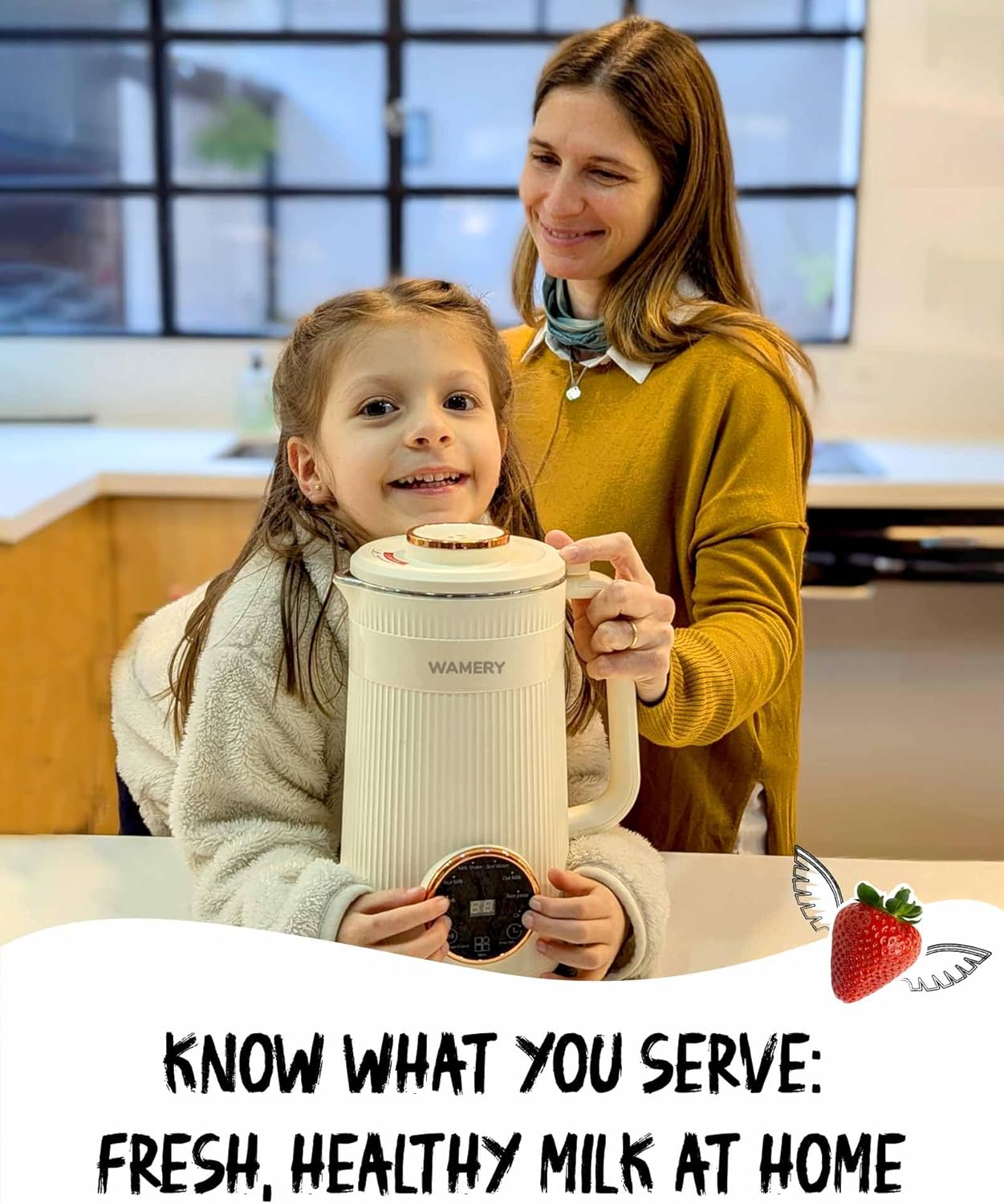 Wamery 32oz Nut Milk Maker Machine - Plant‑Based Milk Maker for Almond, Oat & Soy, Automatic Heated Programs, Self‑Cleaning, Delay Start, Keep Warm & Boil Water, 1‑Liter Capacity with Starter Kit