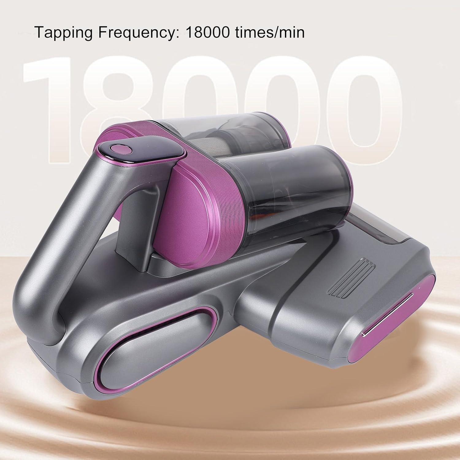 Bed Vacuum Cleaner, 13Kpa Handheld Mattress Vacuum Cleaner with 253.7nm Light and 520ml Large Dustbin, Large Suction Port, fit for Clean Up Dust and Pet Hair (Grayish Purple)