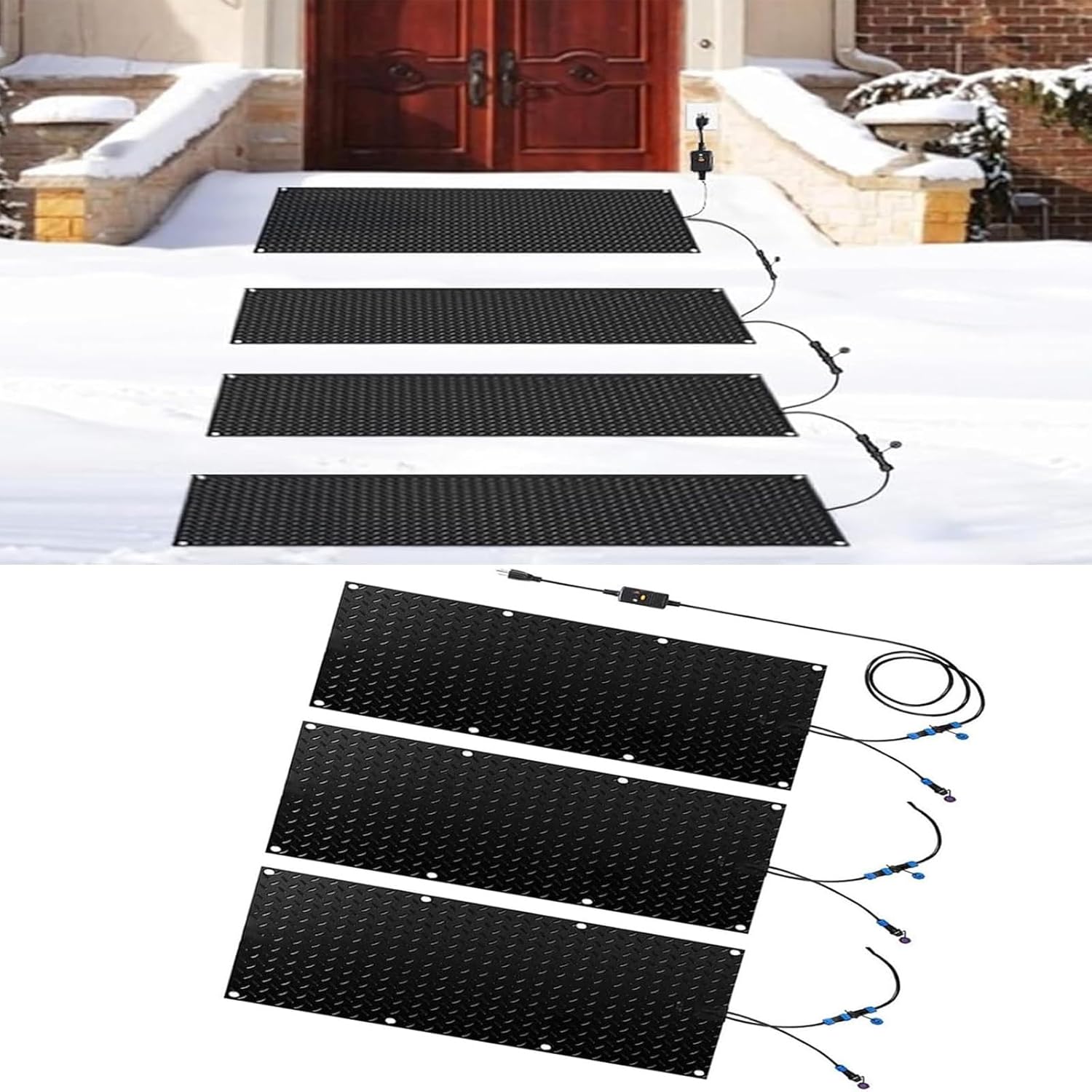 Snow Melting Mat for Outdoor Stairs - Slip-Proof Devise, 360W, Waterproof, Ideal for Winter Use(40x160cmx3Pcs)