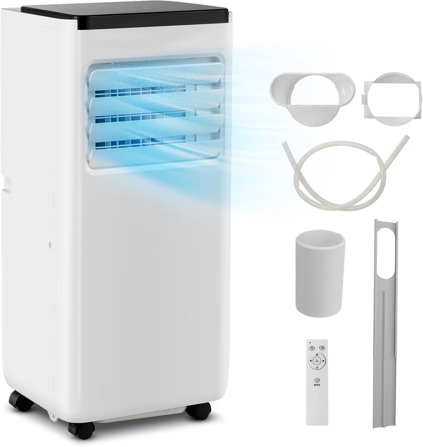 HOMGX 10000BTU Portable Air Conditioner, 4-in-1 AC Unit w/Auto Mode & Child Lock, LED Display & Timer for Home Office, Mobile Floor AC with Remote & Touch Control for Rooms Up to 350 Sq.Ft (10000BTU)