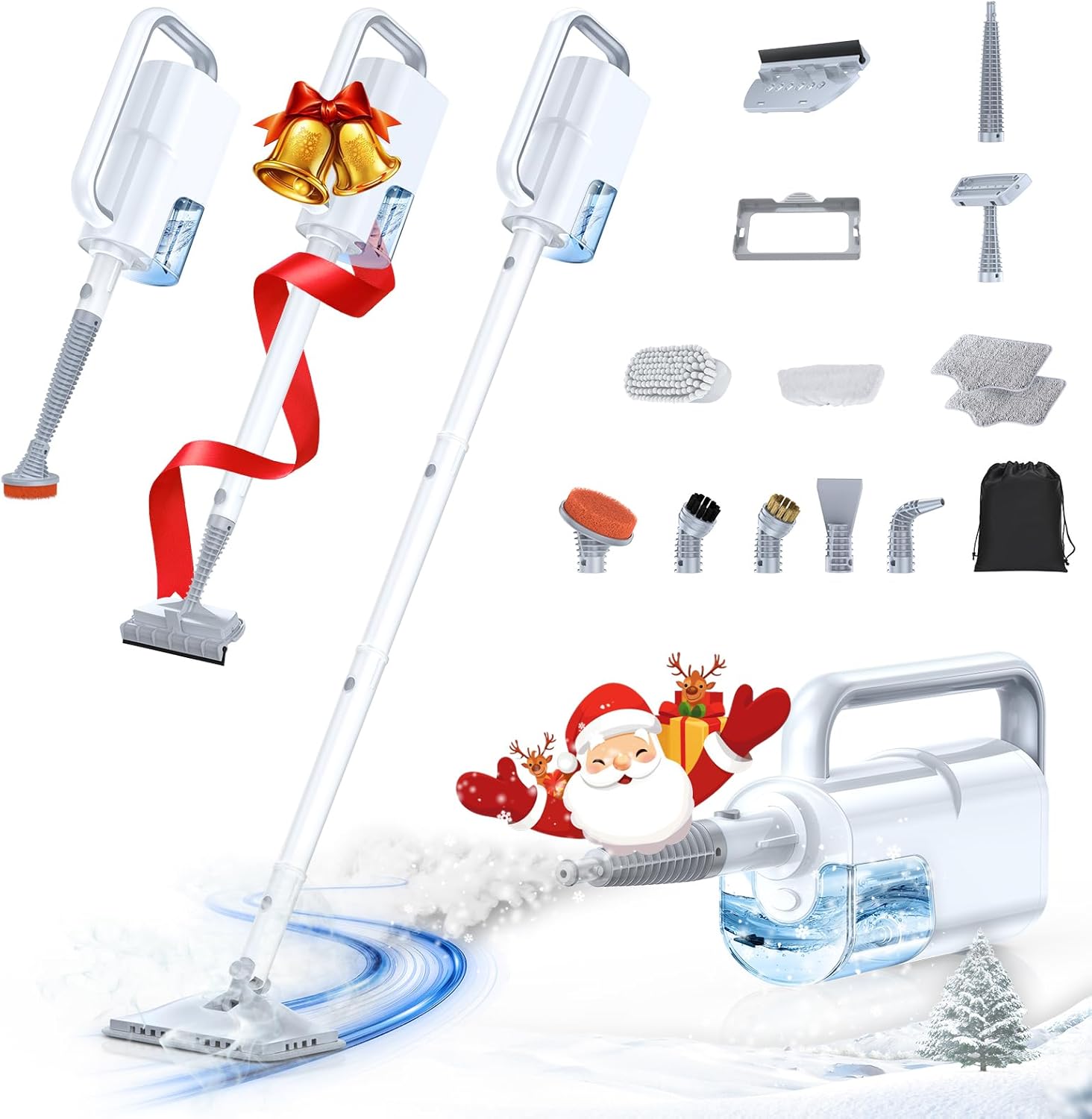 LABIGO 10-in-1 Steam Mop with Detachable Handheld Steamer, 350ml Tank, 10s Heat-Up, 248°F Steam Cleaner, 3-Level Control and Swivel Head for Floors, Carpets, Tiles, BBQ grill and Multi-Surface