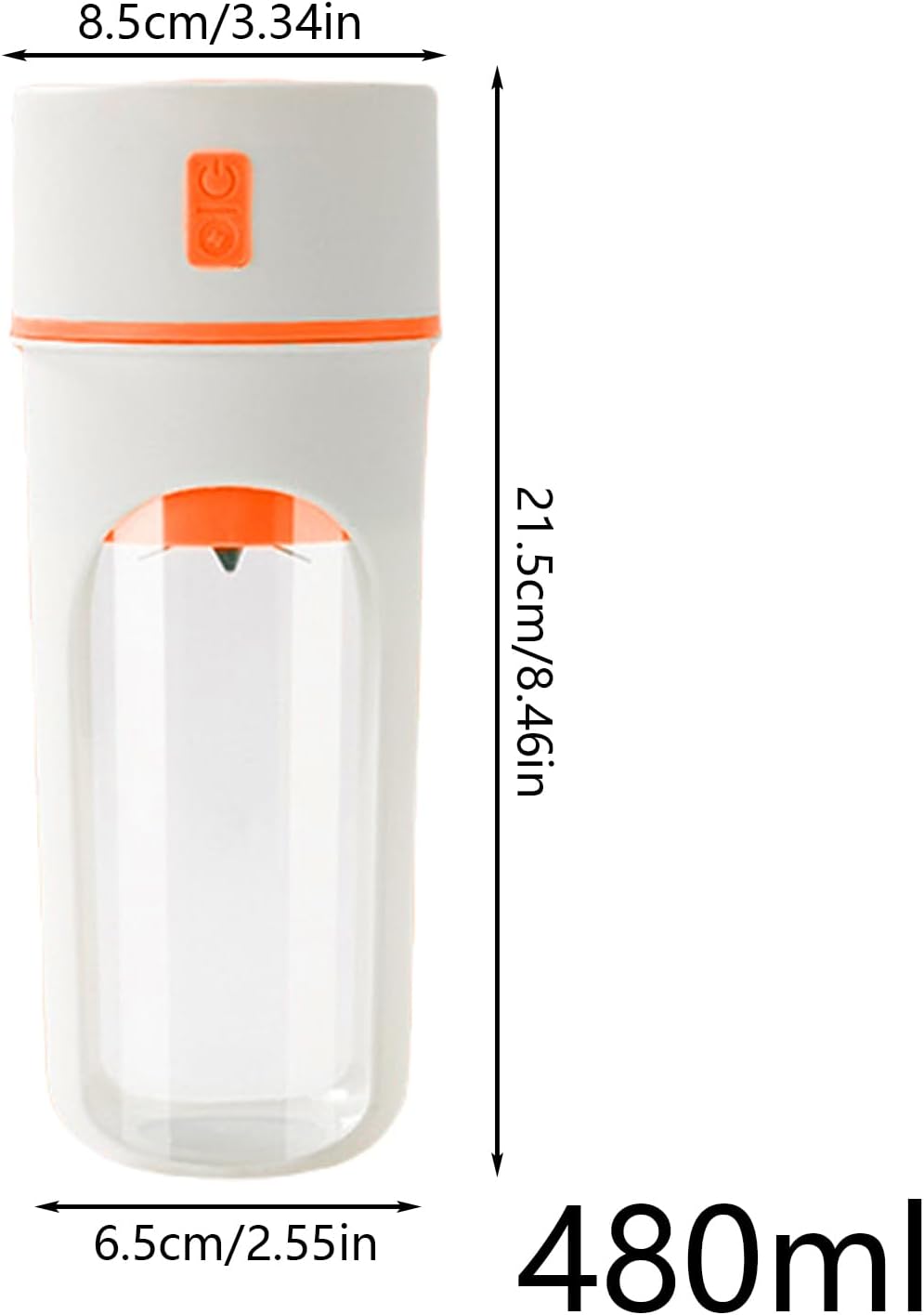 Personal USB Juicer Cup, Electric Fruit Blender | 480ml Compact Electric Fruit Blender,Rechargeable Blender Cup, Mini Blender Kitchen Gadget with Lid