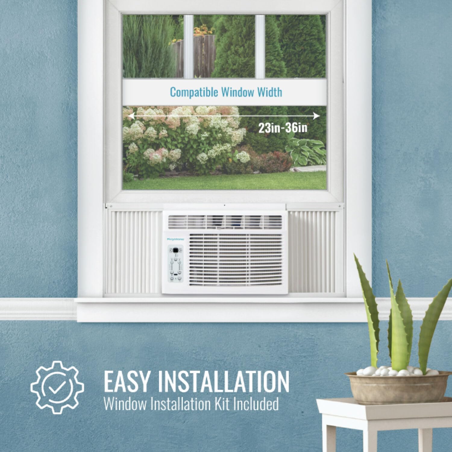 Keystone 5,000 BTU Window Air Conditioner and Dehumidifier, Window AC Units for Apartment, Living Room, Bathroom, and Small Rooms up to 150 Sq. Ft., Quiet Window Air Conditioners with Remote Control