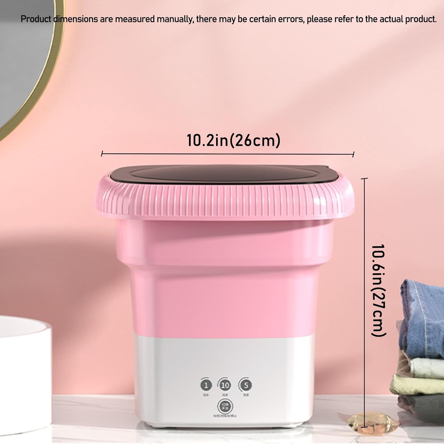 DELURA Foldable Washing Machine with Drain Basket Mini Portable Washing Machine, Portable Washer Machine-6L Capacity (Color : A)
