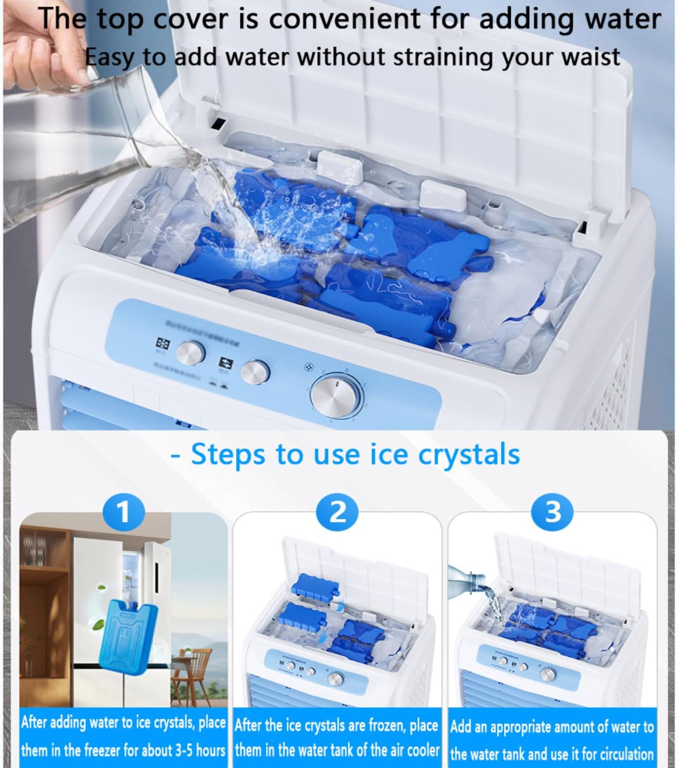 Portable Air Conditioners Cooling AC Unit with 3 Speeds Cooling Fan With Extra Large Water Tank 120° Oscillating and Ice Box Air Cooler Evaporative Air Cooler for Bedroom Kitchen Rooms