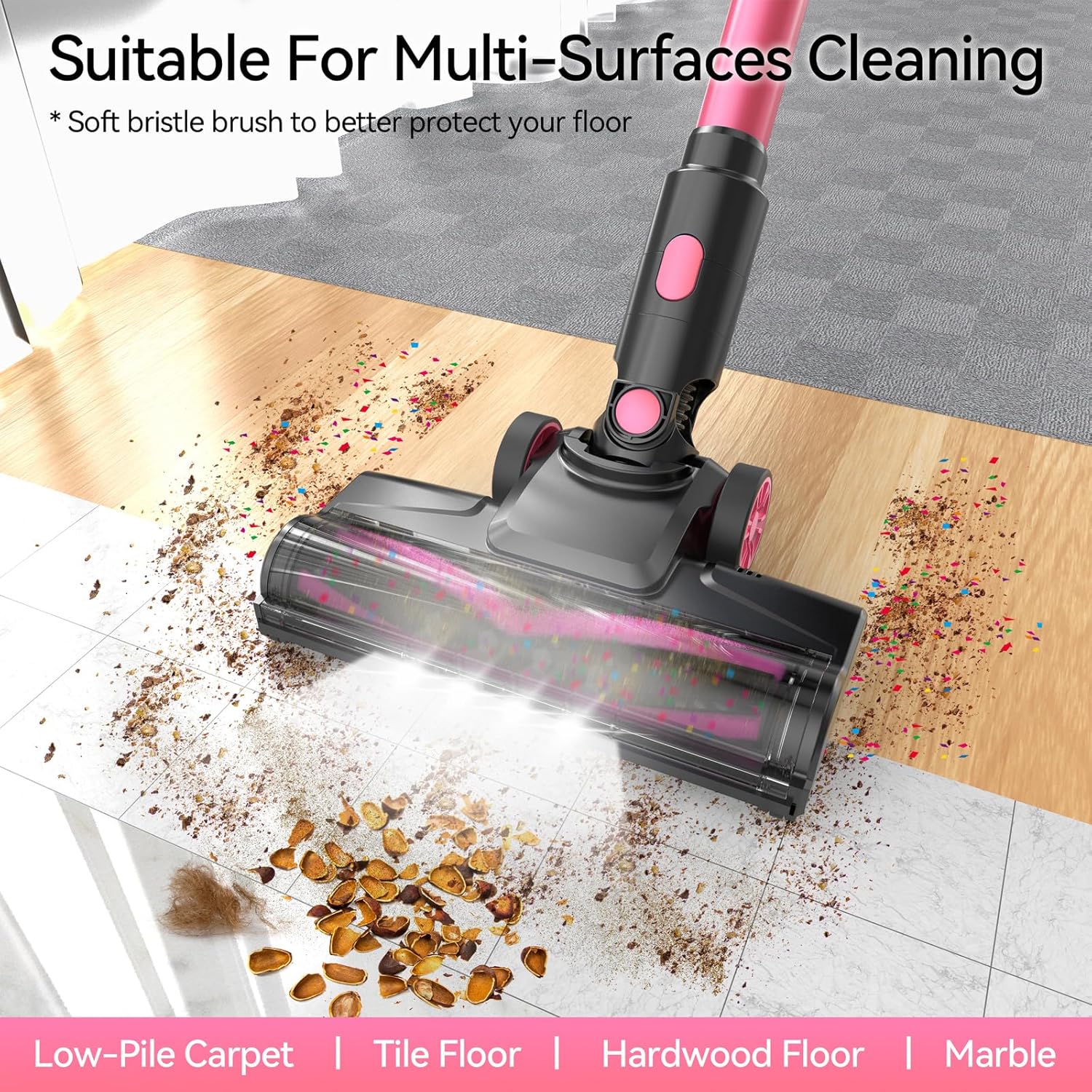 N8 Cordless Vacuum Cleaner, Lightweight Stick Vacuum with Powerful Suction, 2200mAh Battery, 40 Mins Runtime, Self-Standing, Rechargeable Vacuum Cleaners for Home Hardwood Floor Carpet Pet Hair