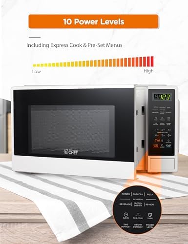 Commercial CHEF Countertop Microwave, 1.1 Cubic feet, White