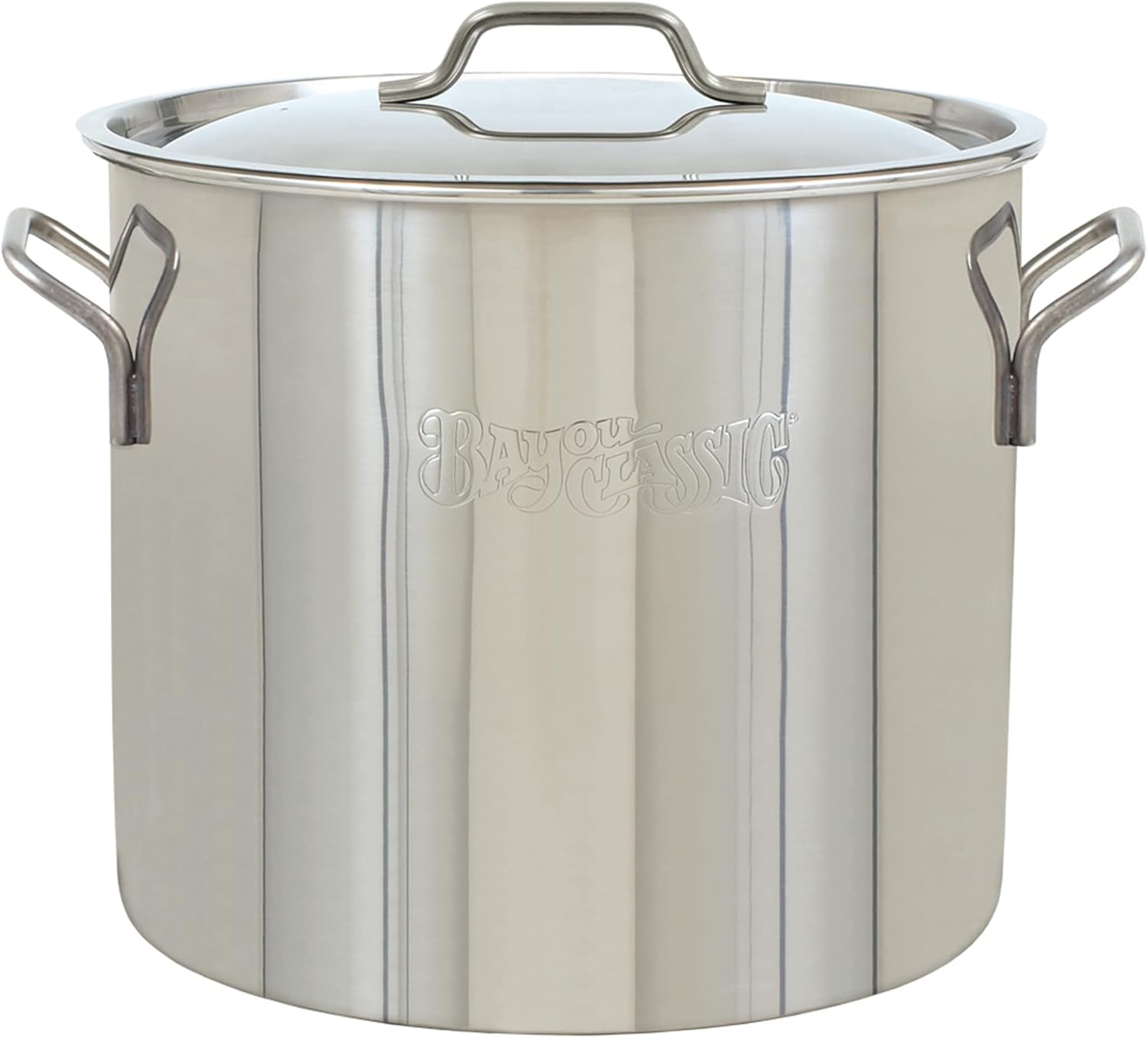 Bayou Classic 1440 40-qt Stainless Stockpot Features Heavy Duty Welded Handles for Secure Handling Domed Lid Perfect For Large Batch Cooking of Soups Stews Chili and Gumbo