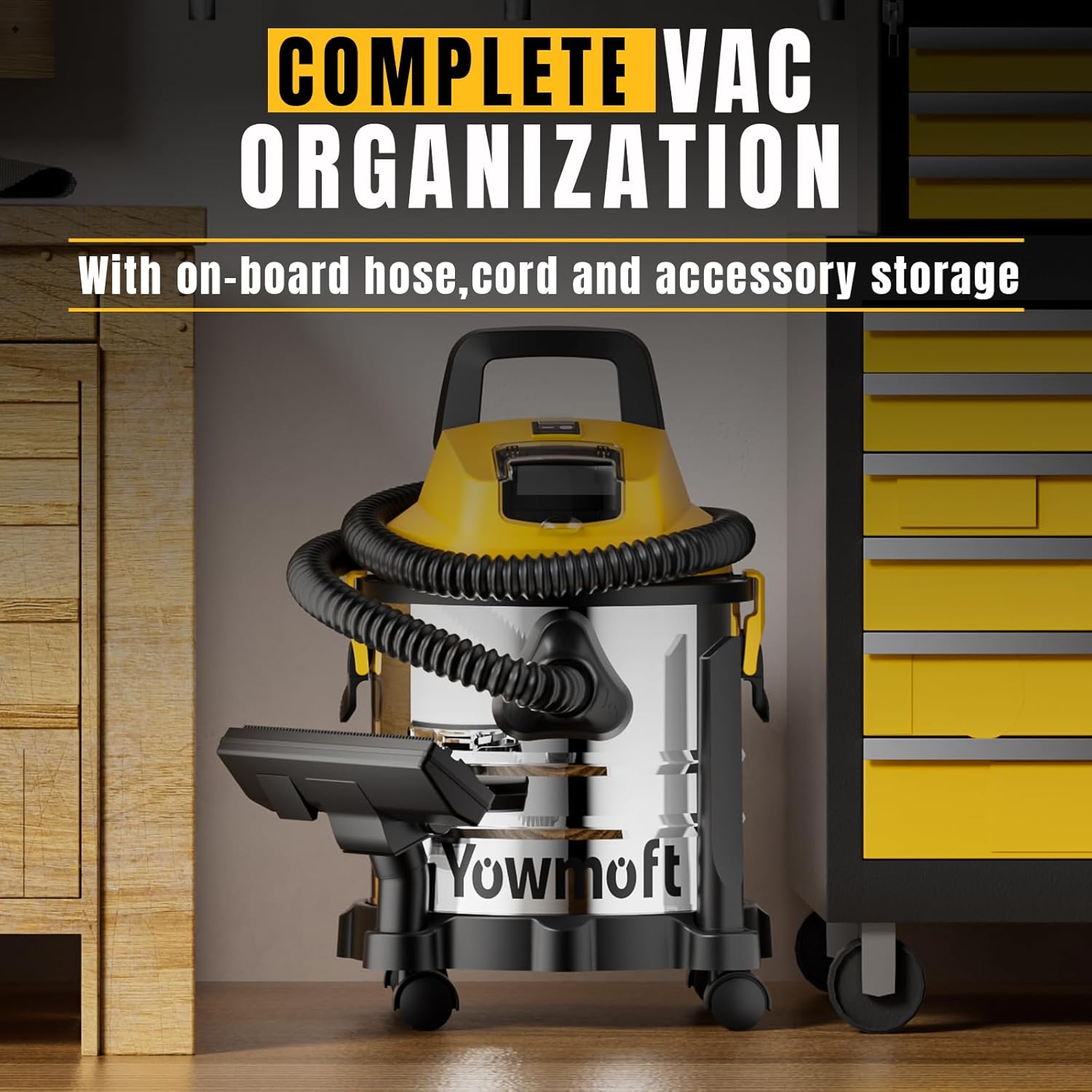 4 Gallon Cordless Shop Vac Compatible with Dewalt 20V Battery, Cordless Shop Vacuum Wet and Dry with 16 Kpa Strong Suction & Blower, Battery Powered Shop Vac for Car, Home and Garage (with Battery)
