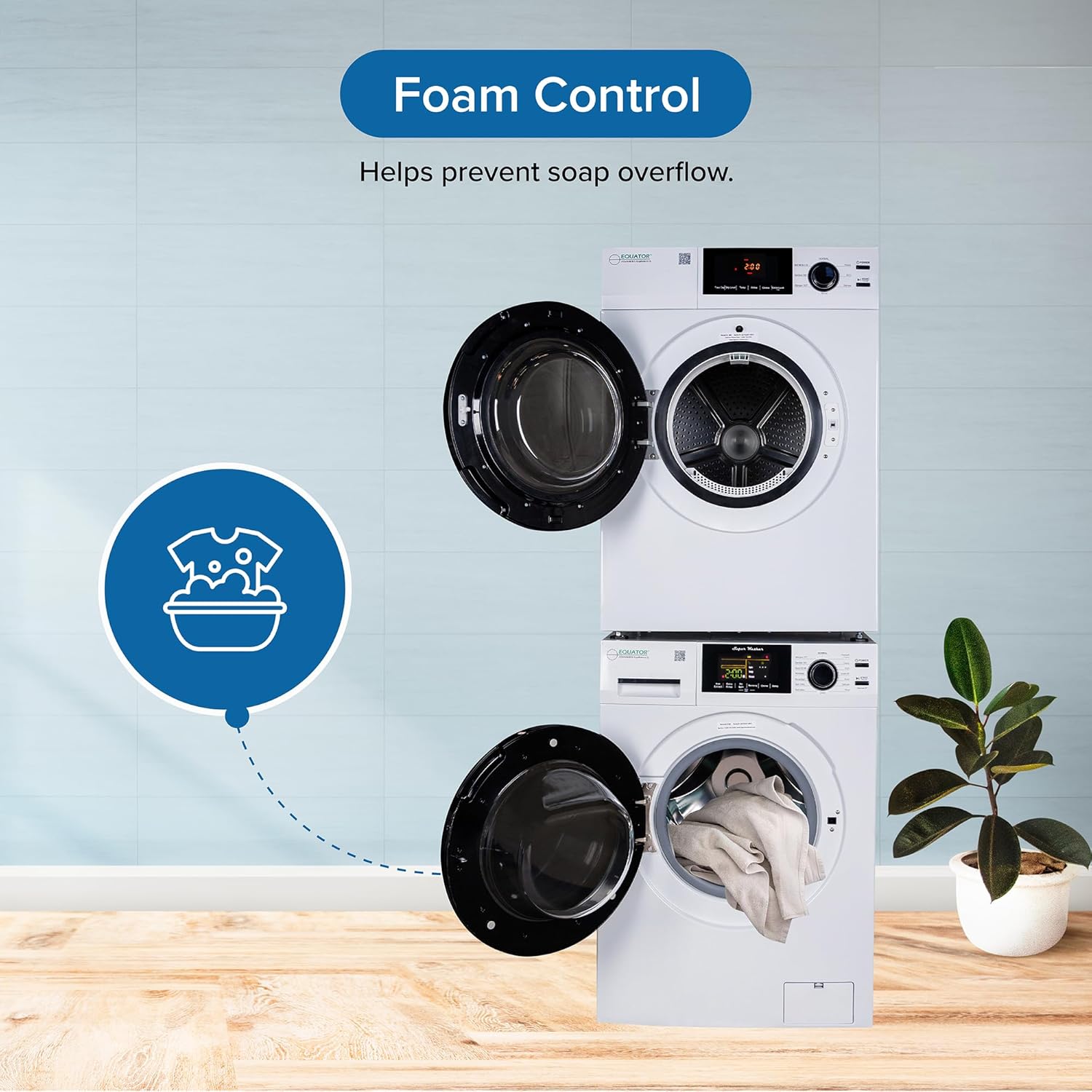 Equator DELUXE Matching LAUNDRY SET Washer 1.9 cu.ft 110V +Vented Dryer 4 cu.ft 220V (Side by Side)