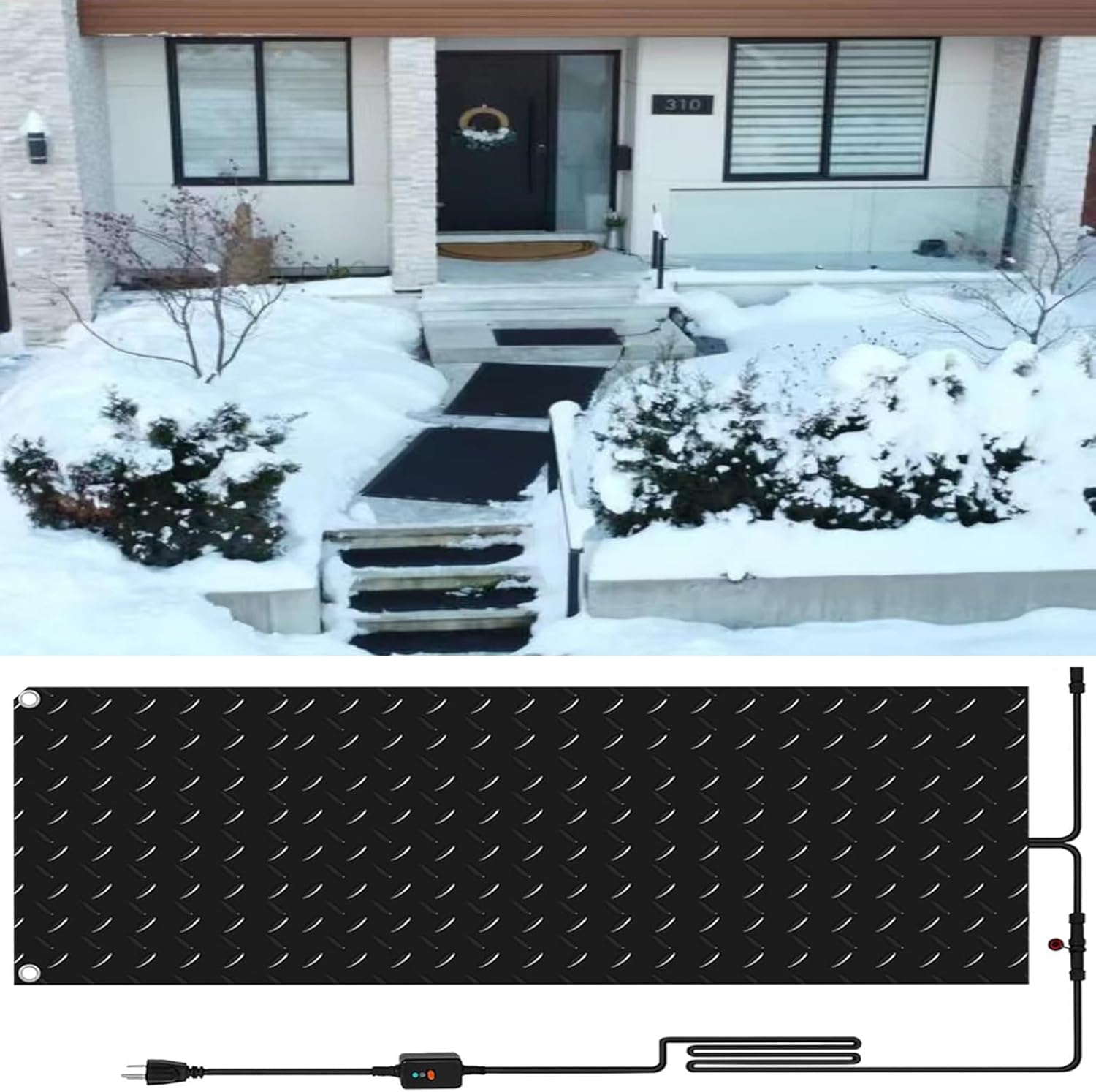 Outdoor Heating Snow-Melting Pads, Anti-Slip Outdoor Winter Heating Pads, 2-inch/Hour Speed Snow-Melting Pads for Backyard in Winter, preventing roof Icing(60x400cm/23.6x158in)