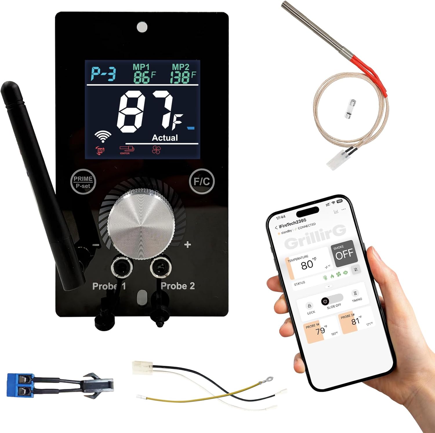 Smart WiFi Universal PID Upgrade Temperature Control Board with APP Smart Control for Pit Boss, Traeger, Z Grills & Smokers – Enhanced Digital Grill Controller Replacement with 1 Hot Rod
