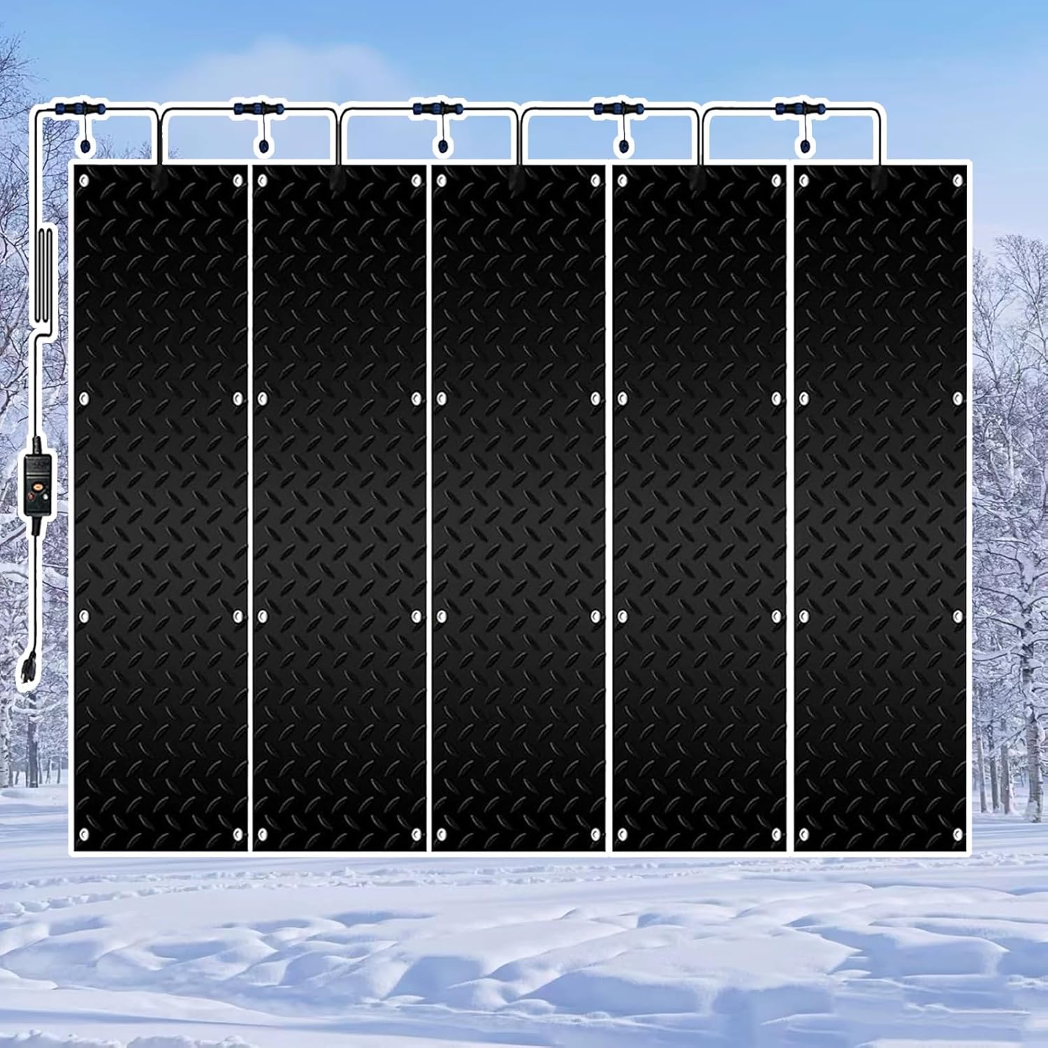 Heating snow melting mat, half walkway heating snow melting mat, non-slip outdoor stair treads, snow and ice melting mat, winter outdoor stairs, garage non-slip heated entrance mat(5 Pcs,30x60cm/12x24