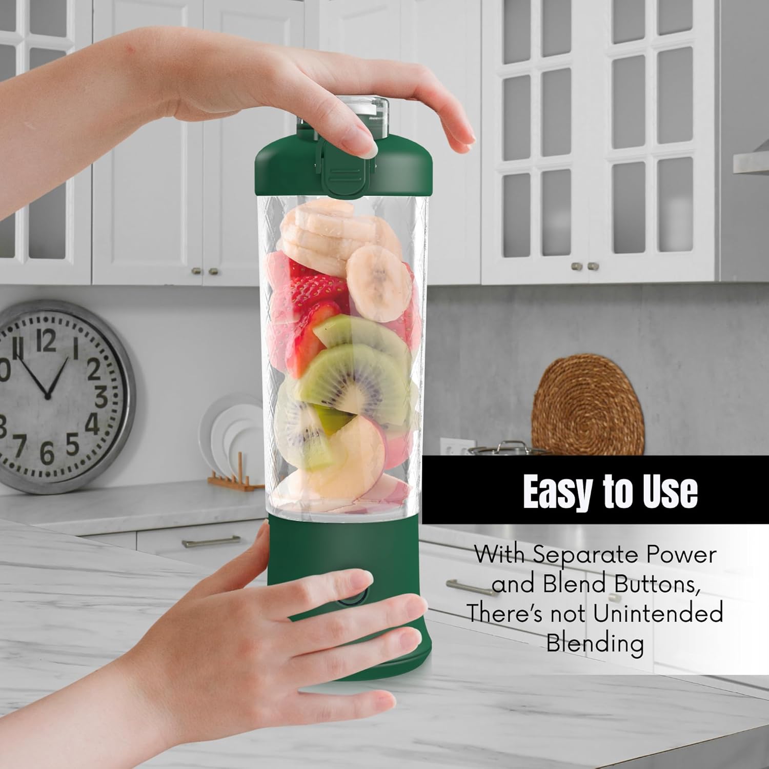 SSKAWorldwide Portable Blender - 21oz Smoothie Blender Rechargeable Small Blender with 6 Blades Personal Blender for Home Office Gym Sports and Travel (Green)