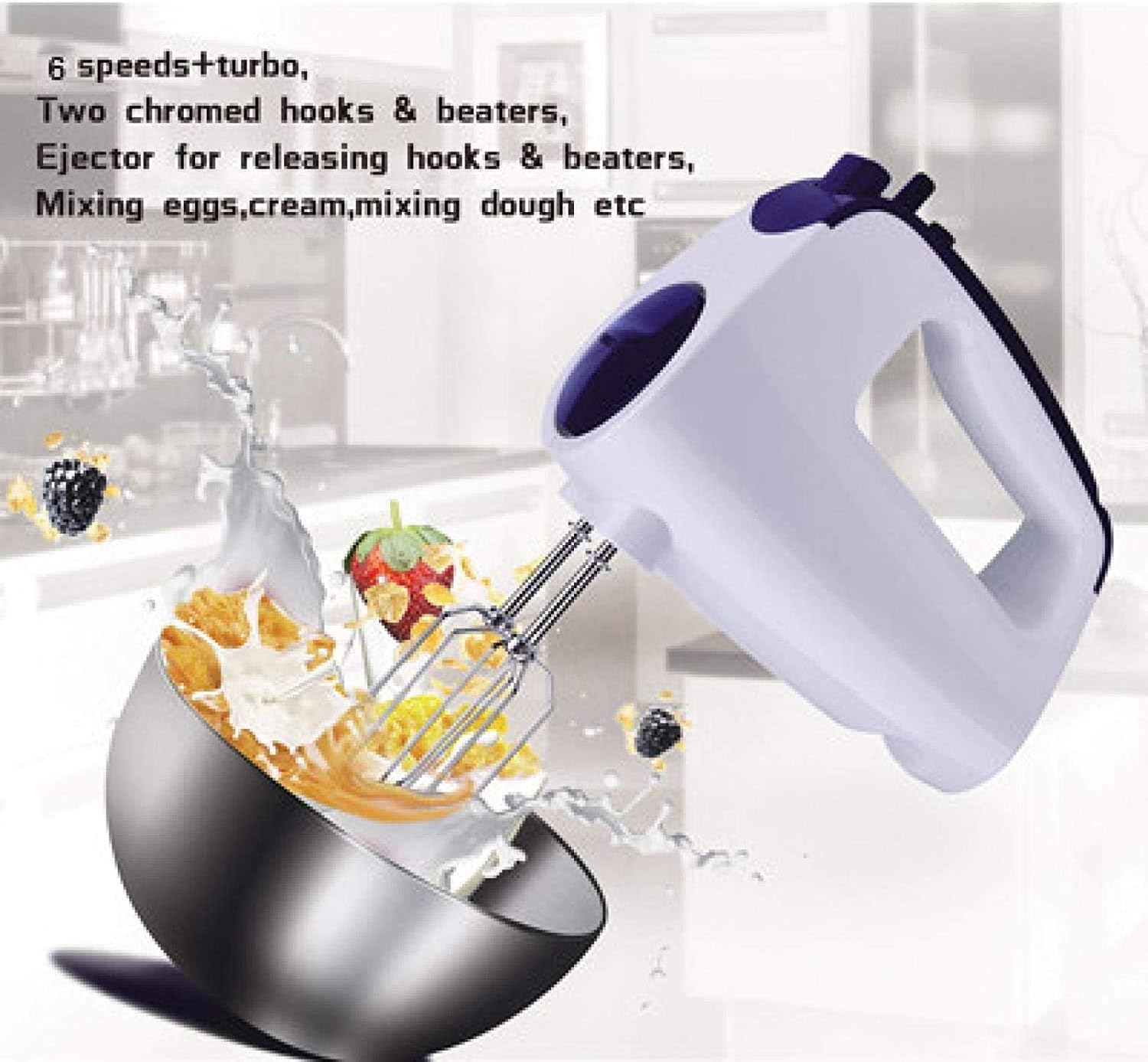 KouRy Electric Hand-held Whisk Mini Mixer Whisk Cream Baking Cake Mixer Blender Kneading Machine (Color : Orange)