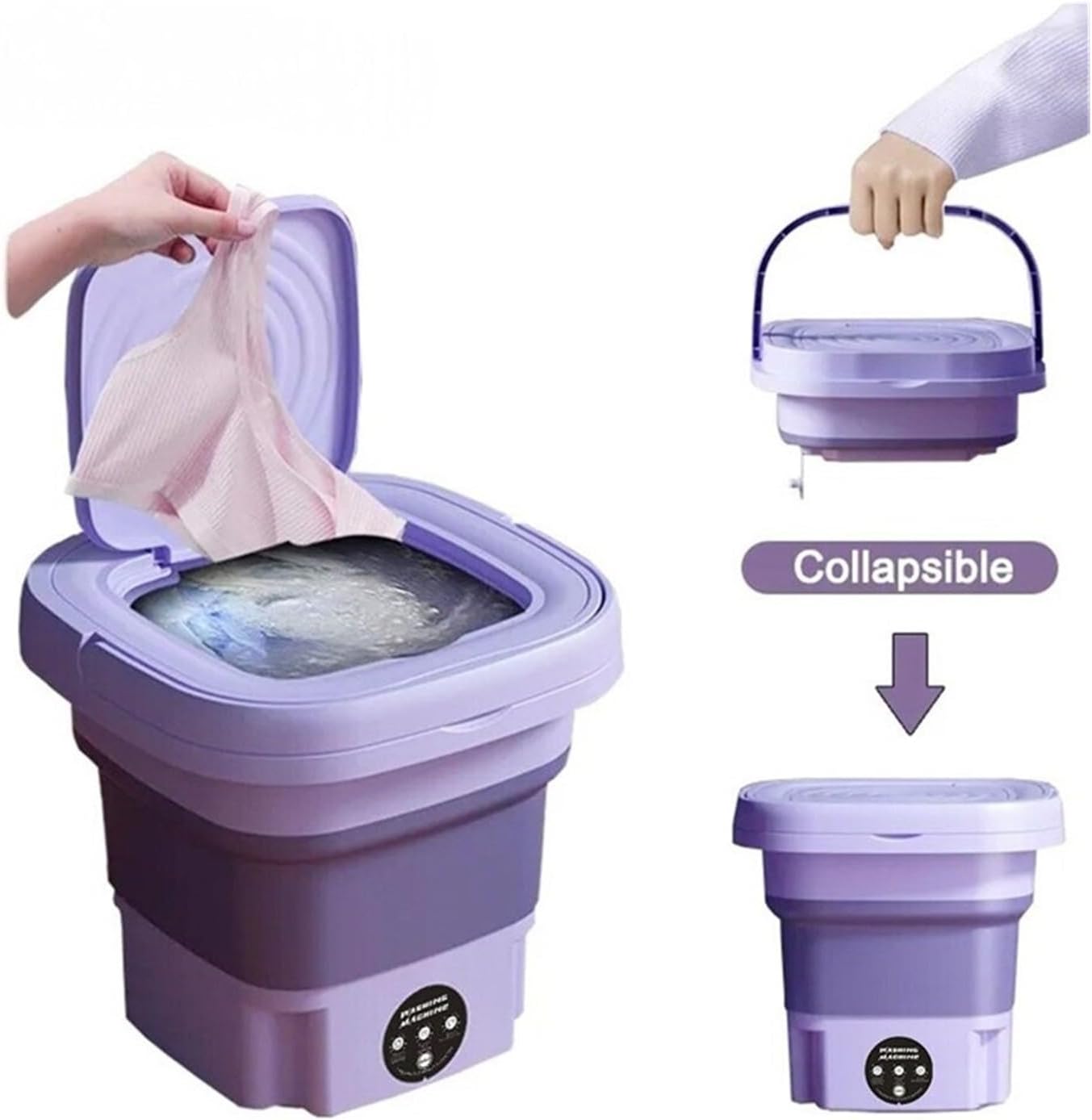 Portable Small Foldable Washing Machine with Spin Dryer For Socks Underwear Panties Washer Household Mini Washing Machine,for Travel,Camping, RV & Dorms