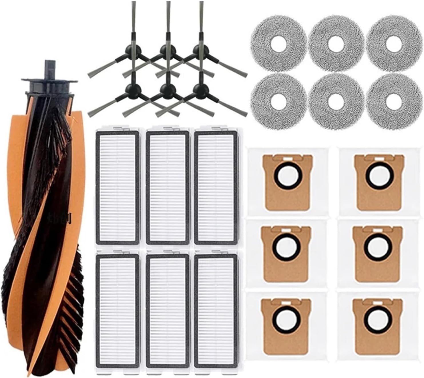 Compatible with JONR P20 PRO / T5 Pro Robot Vacuum Cleaner Accessories Main Side Brush Hepa Filter Mop Cloth Replacement(Brown)