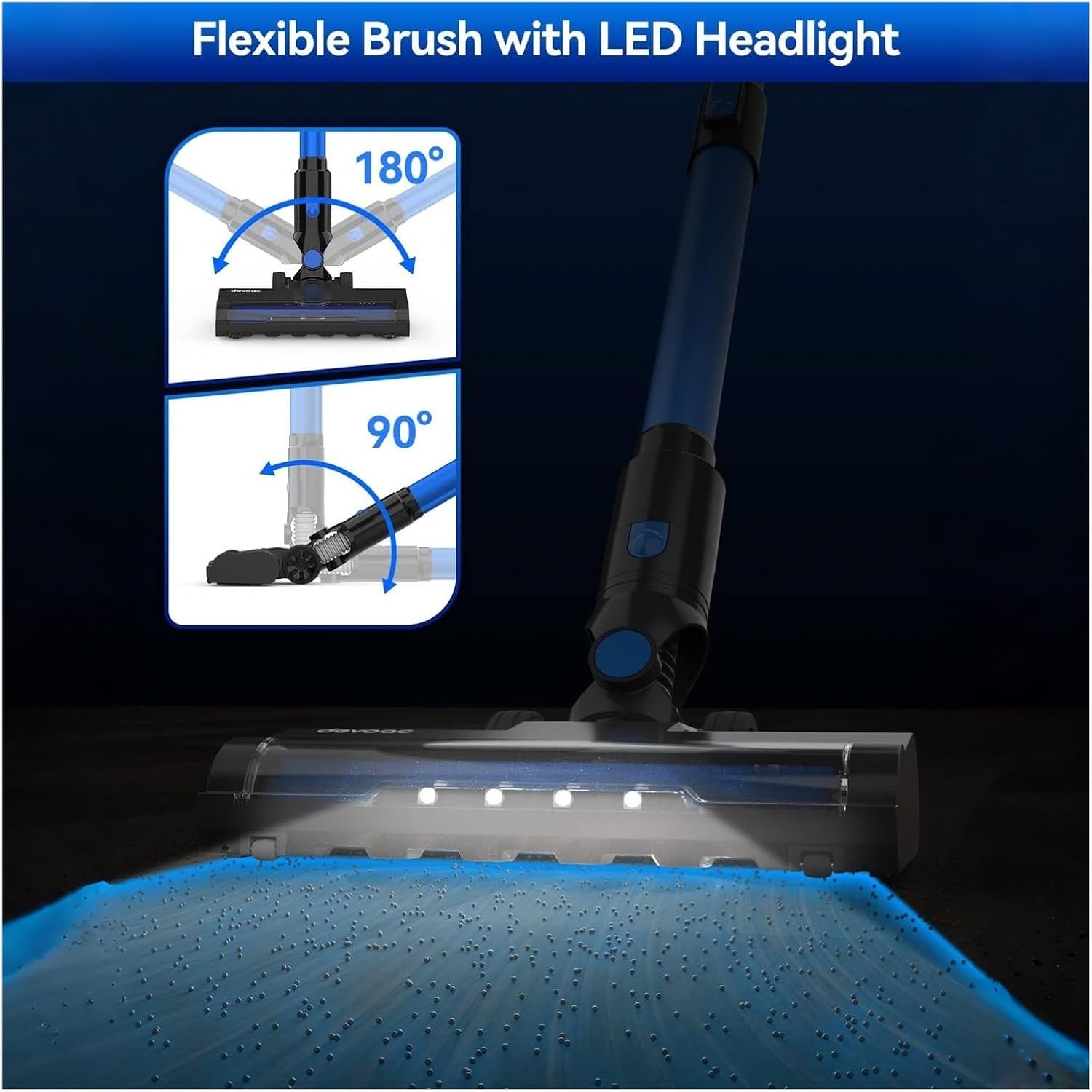 Compatible With Devoac V50 Cordless Vacuum Cleaner, 25KPa Powerful Suction, 6-in-1 Lightweight Stick Vacuum, 50min Runtime For Hard Floor Carpet Pet Hair Home Car Cleaning