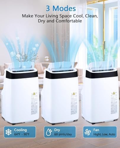 10000 BTU Portable Air Conditioner - 3-in-1 Cooling/Fan/Dehumidifier with Remote, Quiet Freestanding AC Unit | Cools Up to 450 sq.ft, Sleep Mode & 24H Timer