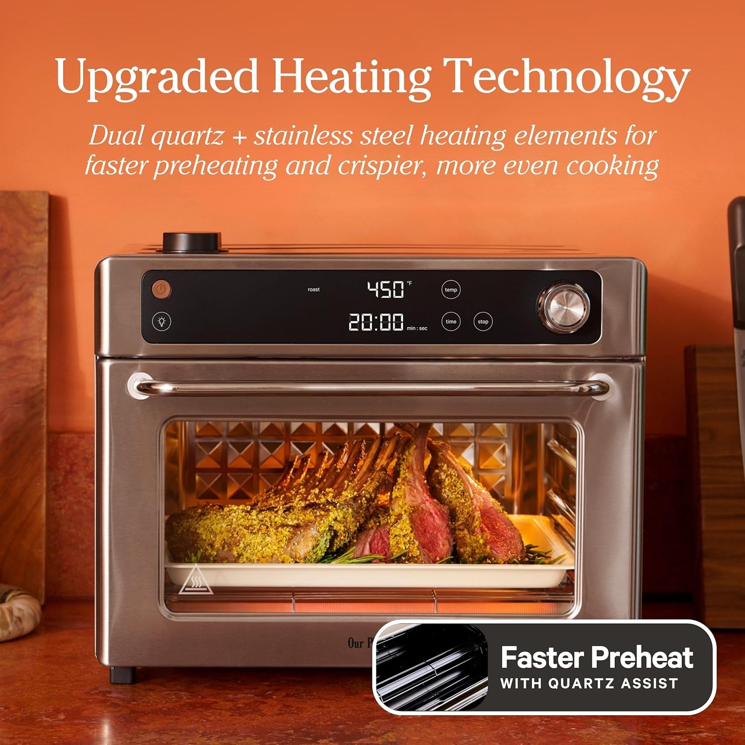 Our Place Large Wonder Oven | 6-in-1 Stainless Steel Air Fryer Toaster Oven Combo with Basket, Rack, Pan & Tray | 3-Rack, 32 QT, Large Capacity - Toast, Roast, Bake, Reheat, Broil & Steam | Blue Salt