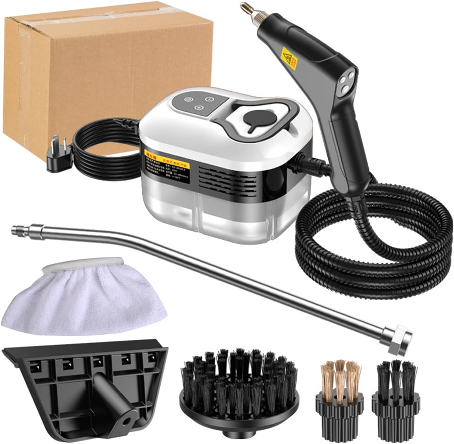 Handheld Steam Cleaner, 1500W High Pressure Steamer for Cleaning, Portable Steam Cleaning Machine for Home Use With 3 Brushes for Car, Kitchen, Furniture, Grout, Tile (White)