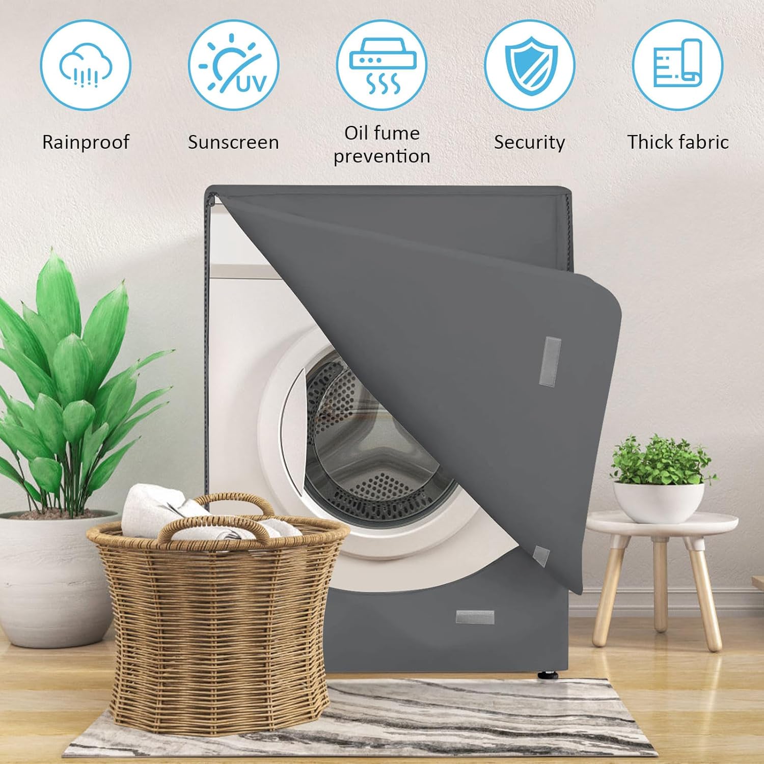 Ericlin 2-Pack Washer and Dryer Covers: Waterproof and Dustproof. Features a zipper design for easy use. Fits most front-loading machines. (Gray)