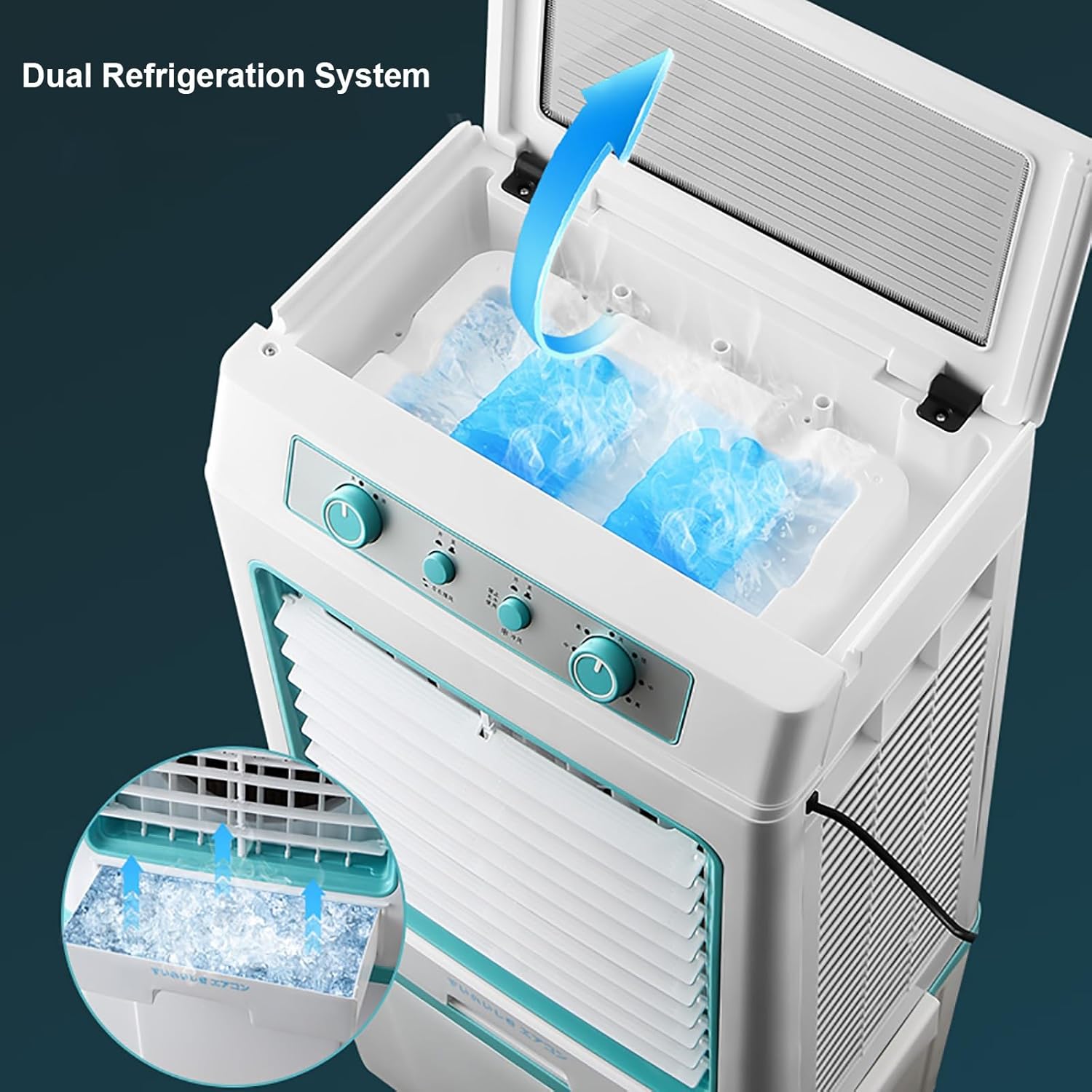 4000CFM Portable Air Conditioner, 3-In-1 Evaporative Air Cooler 40L Tank, 4 Ice Packs, 3 Modes & 3 Speeds, Swamp Cooler Fan, No Hose Needed, 43in