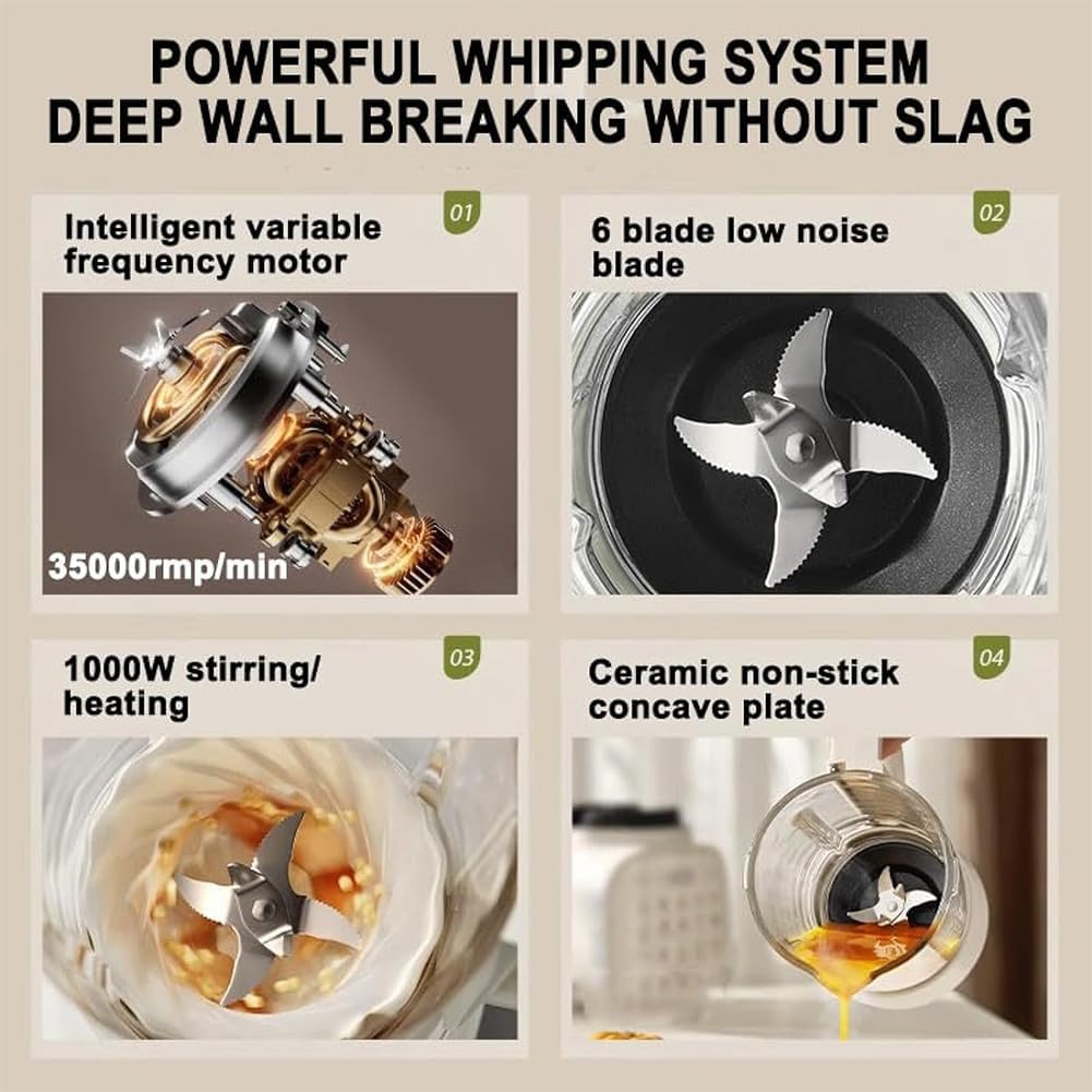 Commercial Blender Smoothie Maker, Household Multifunctional Food Processor, Silent Broken Wall Cooking Machine, 12h Smart Reservation, Can Make Smoothies, Milkshakes, Soy Milk, Juice and More