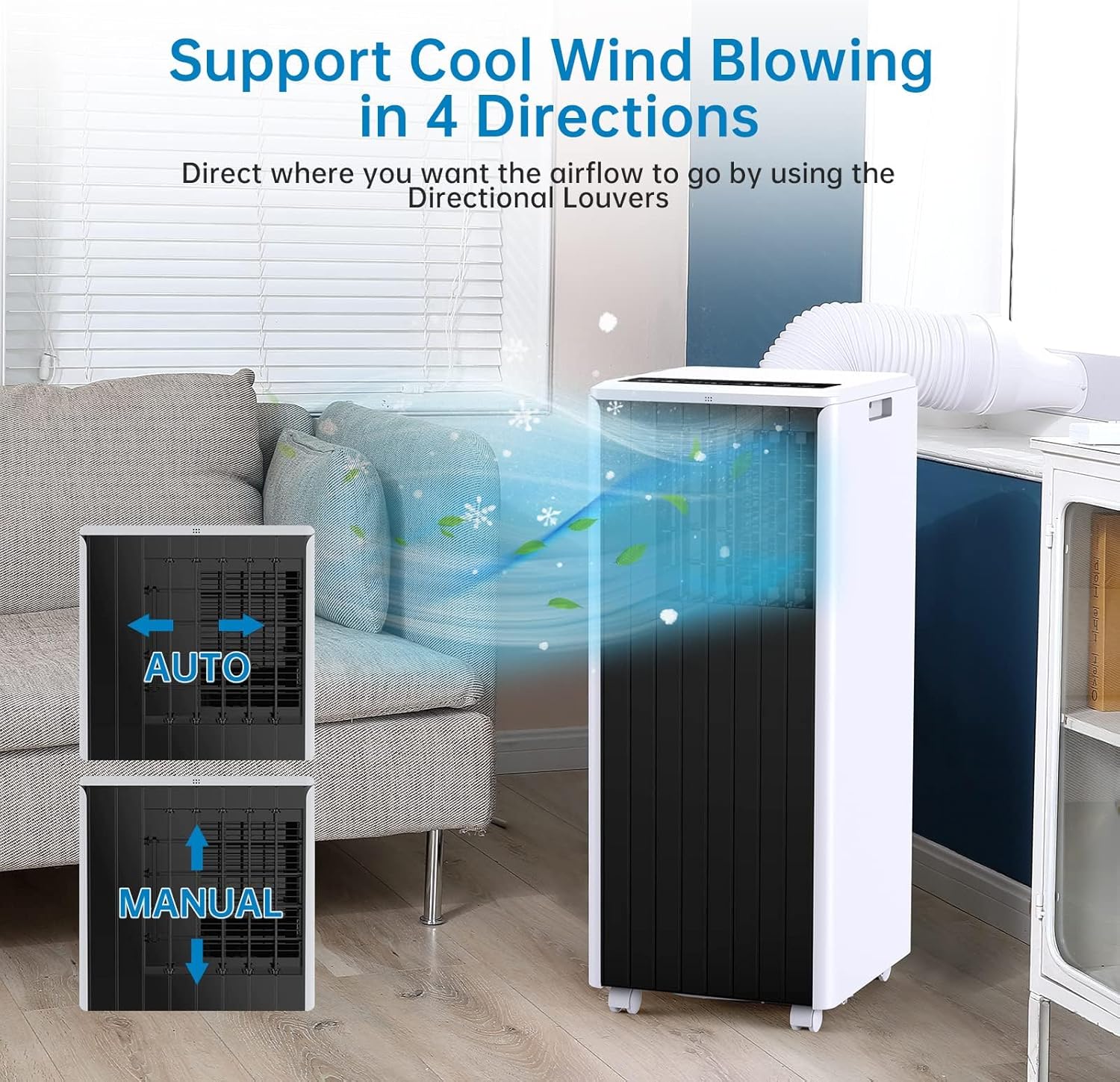 8000 BTU Portable Air Conditioner With Remote Control, Dehumidifier, Fan Mode, Cooling 350sq. Ft, 24 Hour Timer, Quiet Operation,2 Fan Speed for Bedroom Home Dorm Office