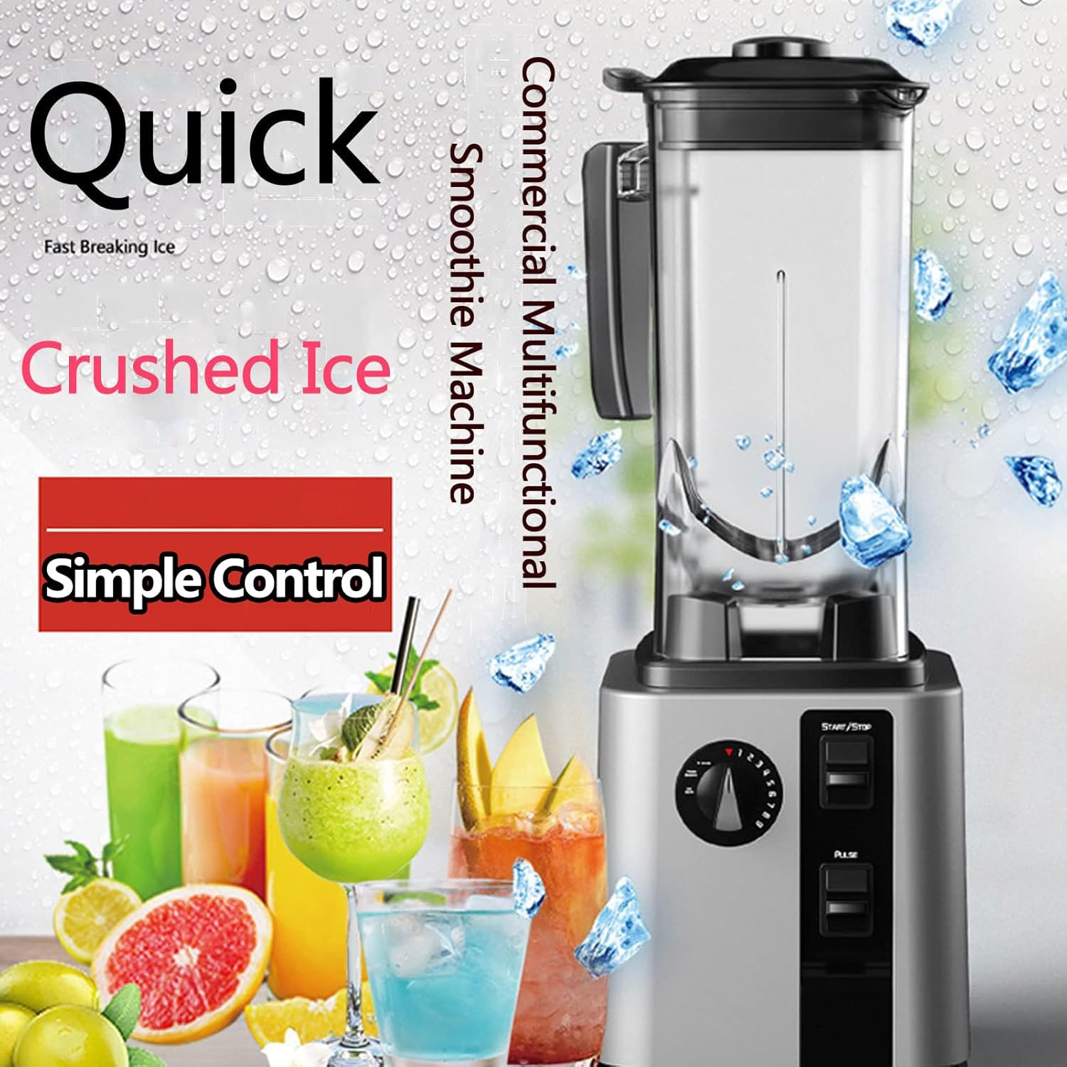 Smoothie Blender, 2200W Mixer Grinder with 30,000 RPM 9 Speeds, 2.2L Kitchen Blender for Smoothies, Juices, Coffee, Nuts, Spices silver