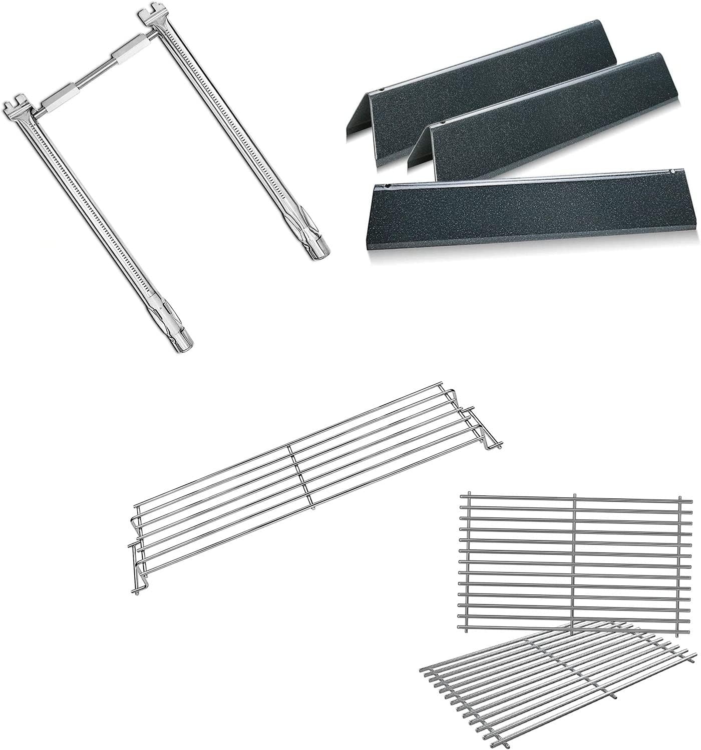 Uniflasy 69785 18 Inch Grill Burner 7635 15.3 Inch Flavorizer Bars 69866 18 Inch Grill Warming Rack 7637 Stainless Steel Cooking Grates for Weber