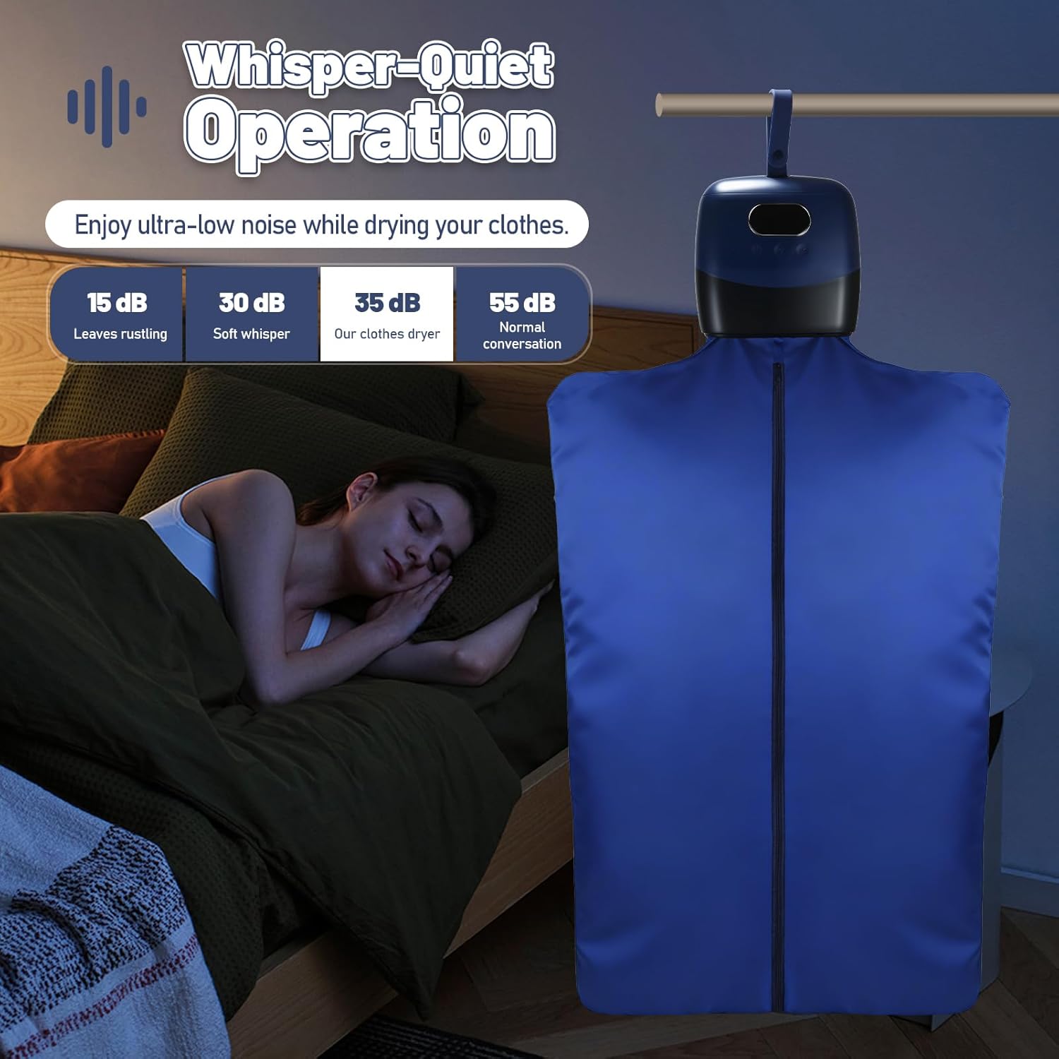 Portable Mini Clothes Dryer, Compact Foldable Electric Drying Machine with Adjustable Timer, Quiet Fast-Drying Design for Home, Apartment, RV, Travel & Dorms