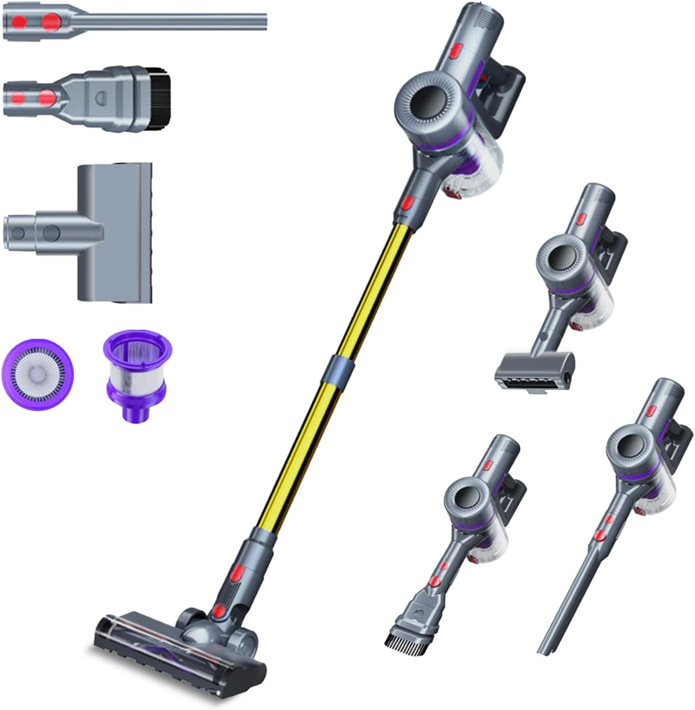 35Kpa Cordless Vacuum Cleaner with LED Display, Stick Vaccum Cleaner for Home, Removable Battery/Lightweight/Wall-Mounted/Low Noise/Touch Screen/Three Gears for Hard Floor/Carpet/Rug/Sofa