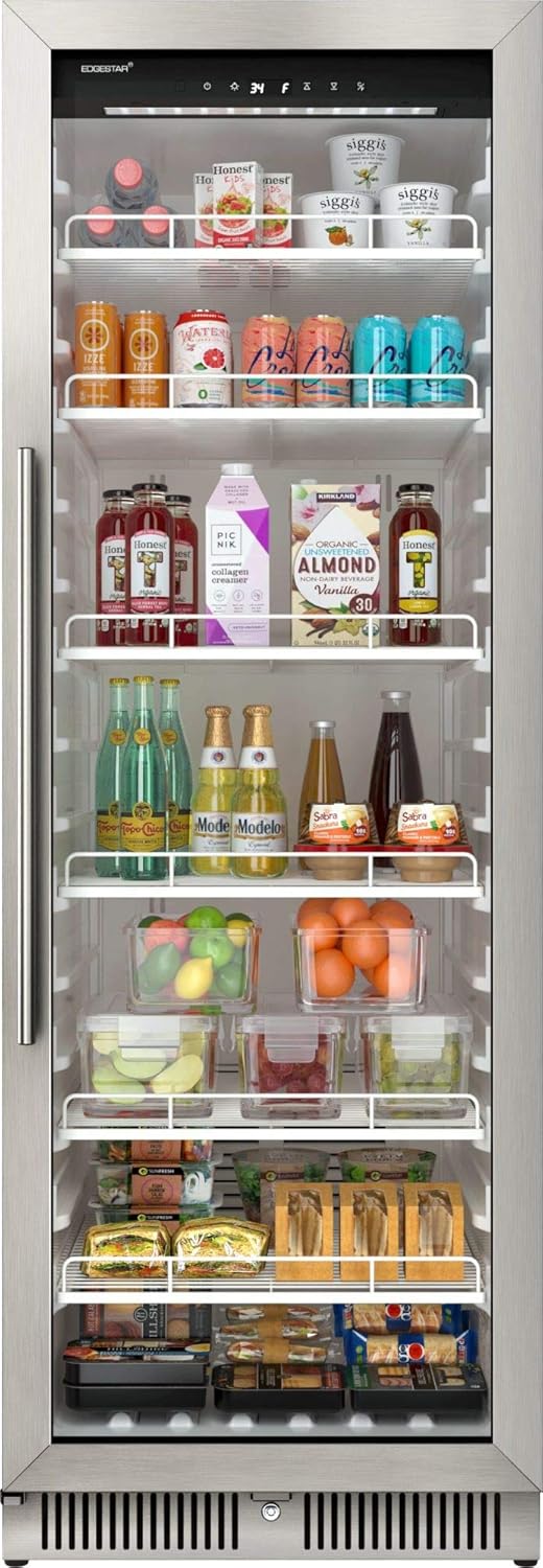EdgeStar VBM131 24 Inch Wide 13.7 Cu. Ft. Commercial Beverage Merchandiser With Temperature Alarm and Reversible Door - Stainless Steel