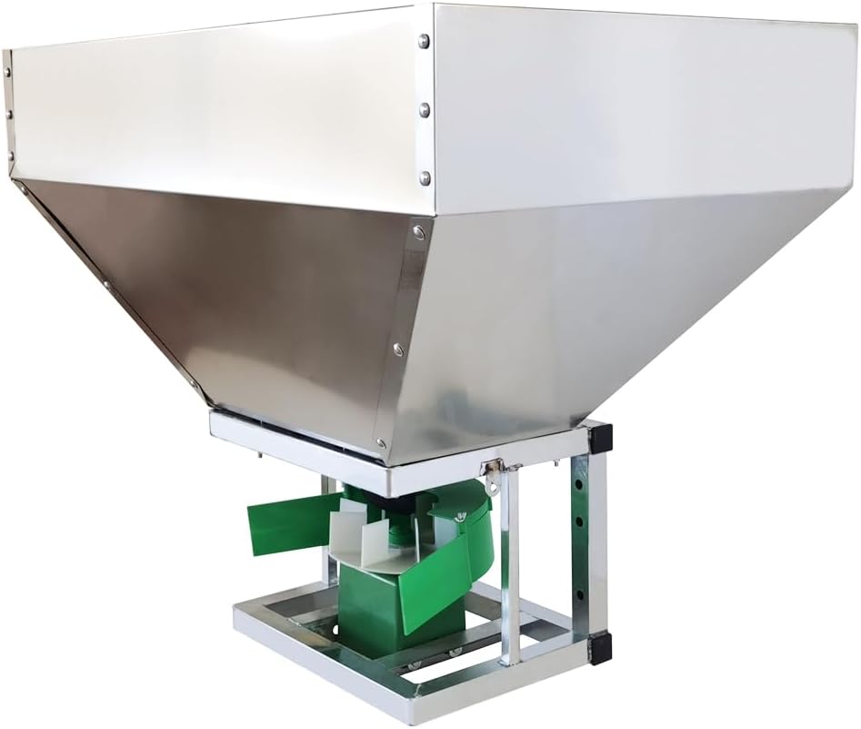 TECHTONGDA 42Gallon Fertilizer Spreader Broadcast Spreader Stainless Steel ATV Tow Behind Fertilizer Salt Seed Ice-melt Spreader 12V 150W