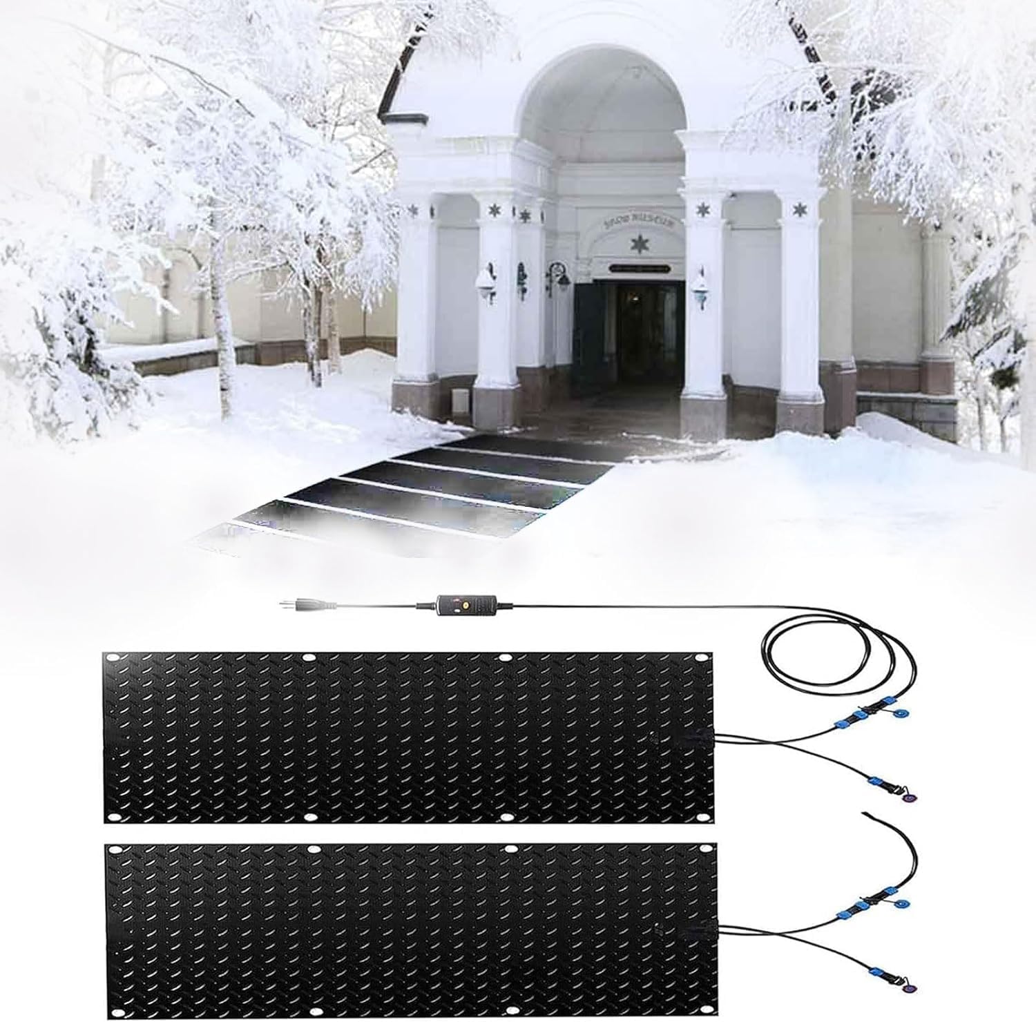 Outdoor snow melting mat, heated ice and snow, 10x20 inch non-slip rubber ice and snow heating mat, entrance heated snow melting mat, winter snow removal snow mat, non-slip stair heating mat ( Color :