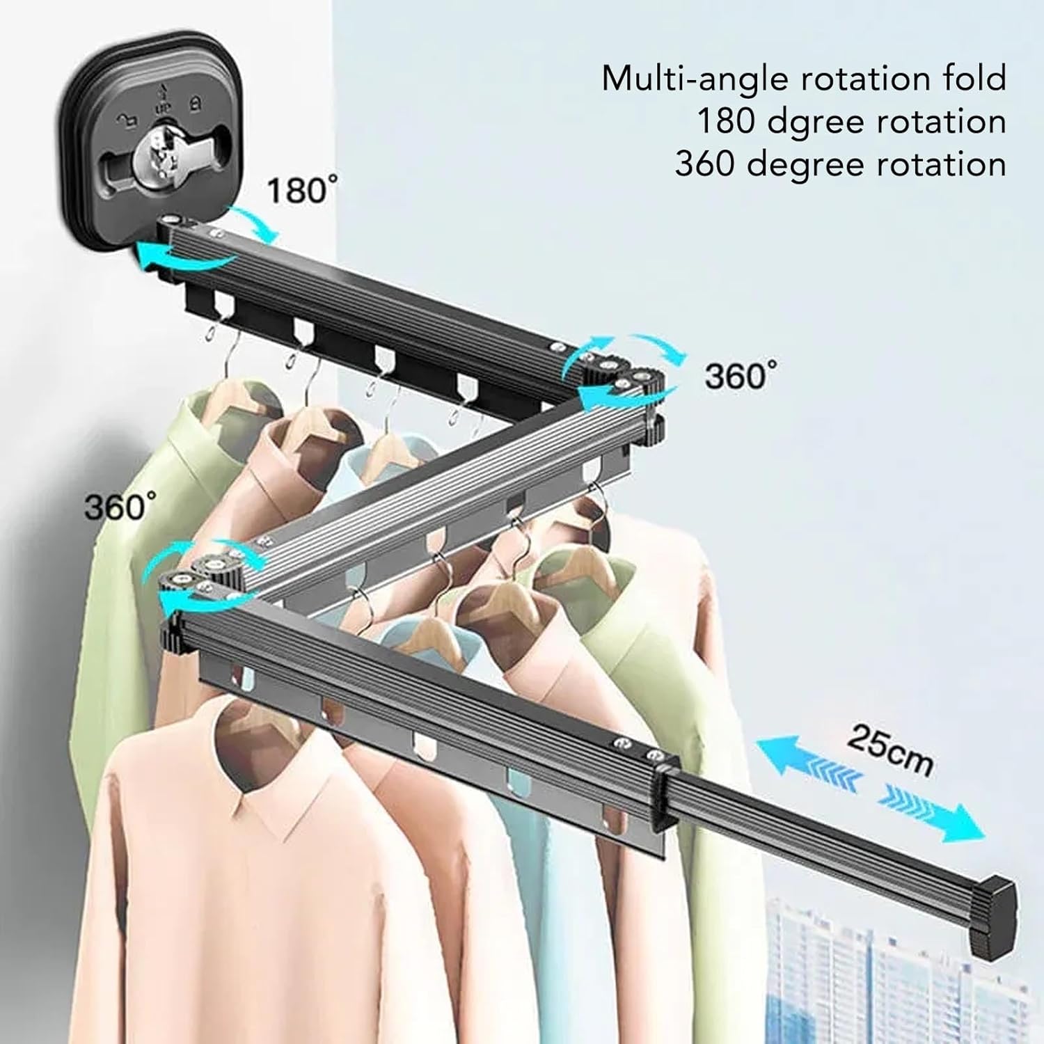 Wall Mounted Clothes Drying Rack Retractable Laundry Dryer for Balcony Space Saving (Fold Grey)