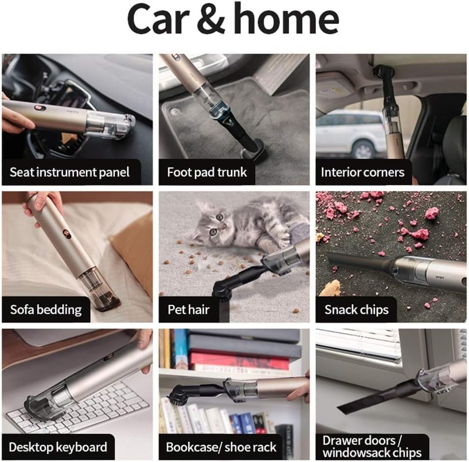 Handheld Vacuum Cleaner 120W 16000Pa USB Rechargeable Vacuum Mites Dust for Home Car(Gray)