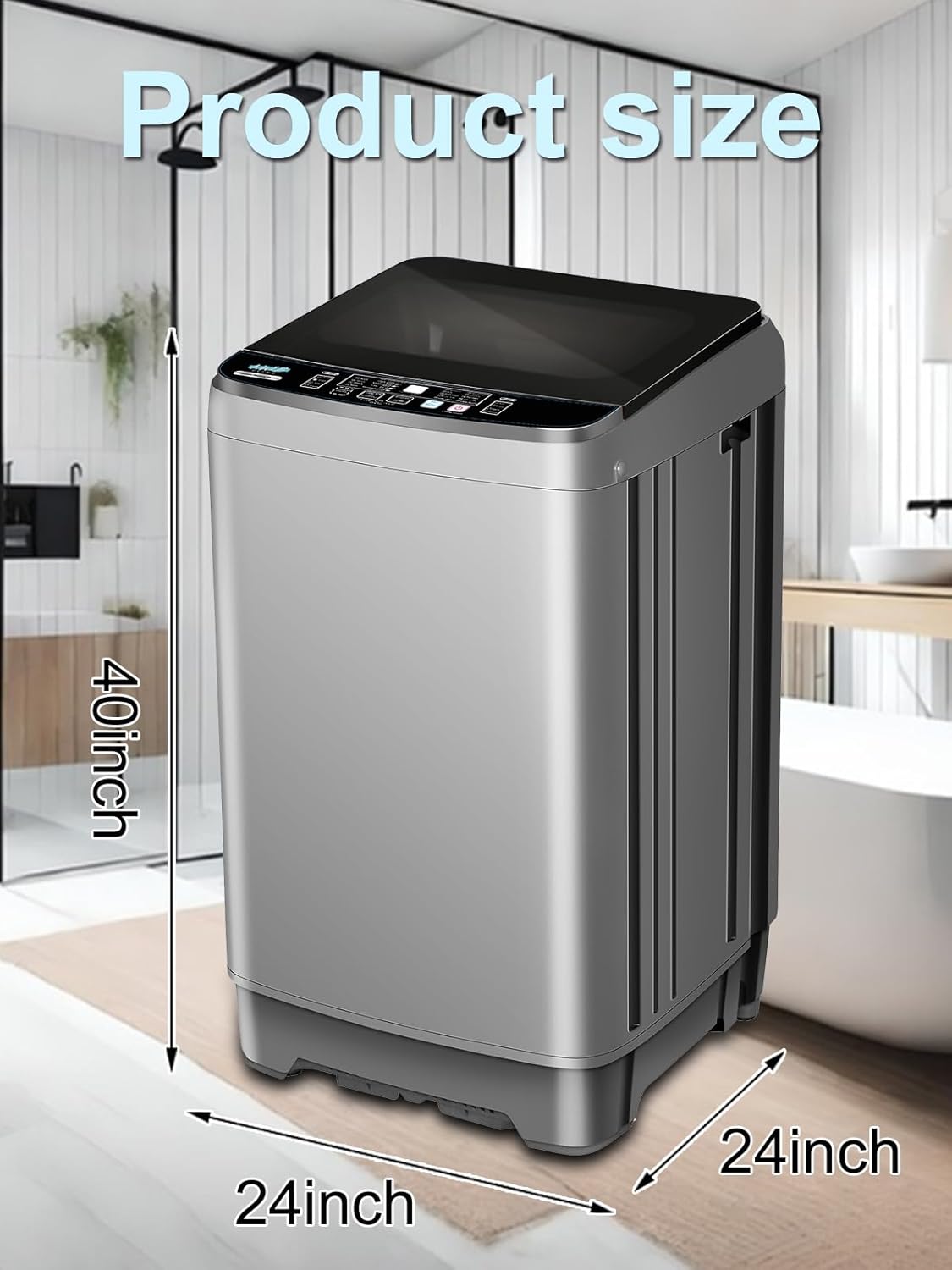 25 lbs Portable Washer Drain Pump, 10 Programs & 8 Water Levels, KRIB BLING Full Automatic Washing Machine with LED Display, Ideal for Camping, Apartment, Dorm, Dark Grey