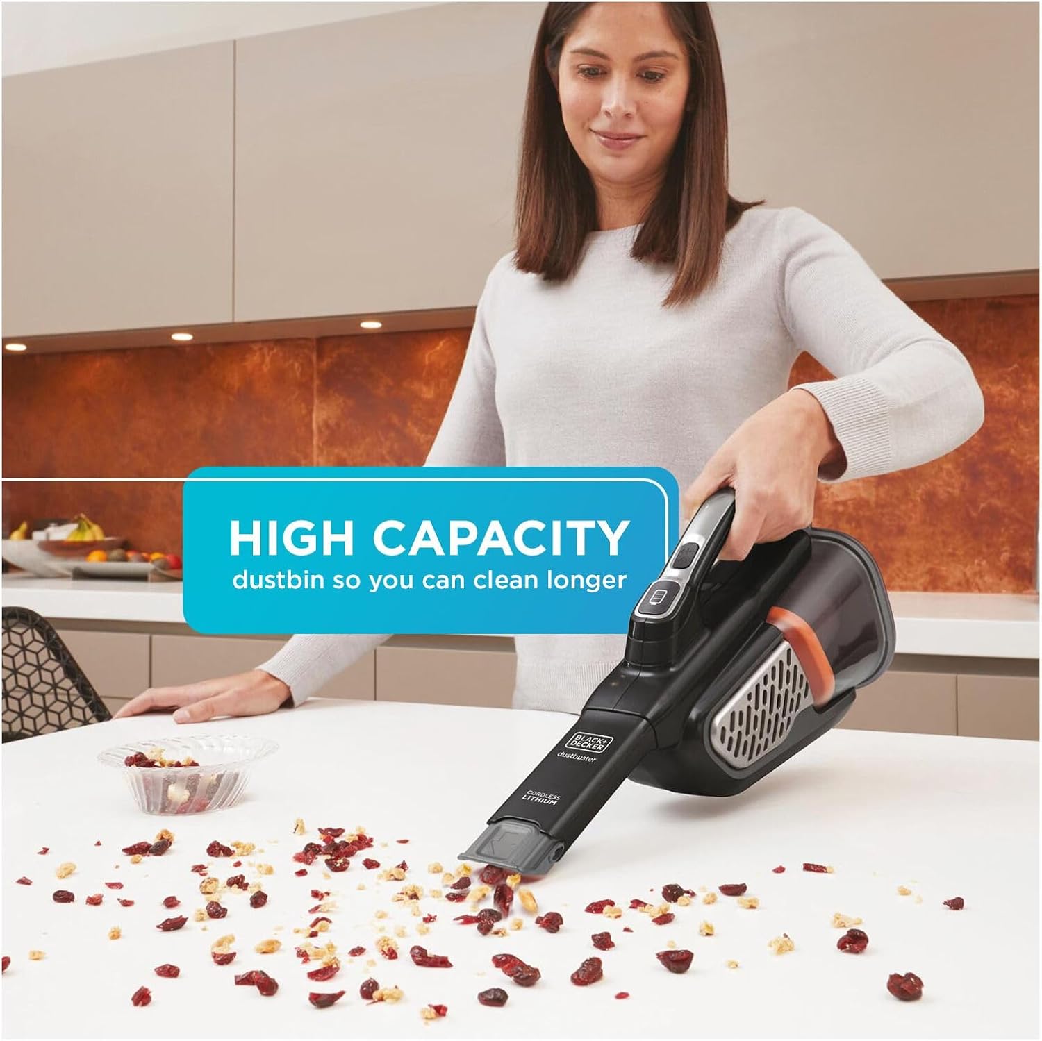 BLACK+DECKER dustbuster Portable Vacuum Cordless Handheld, Small Hand Vacuum Cleaner for Dorm Home and Car, Powerful 20V AdvancedClean+ (HHVK515J00FF)