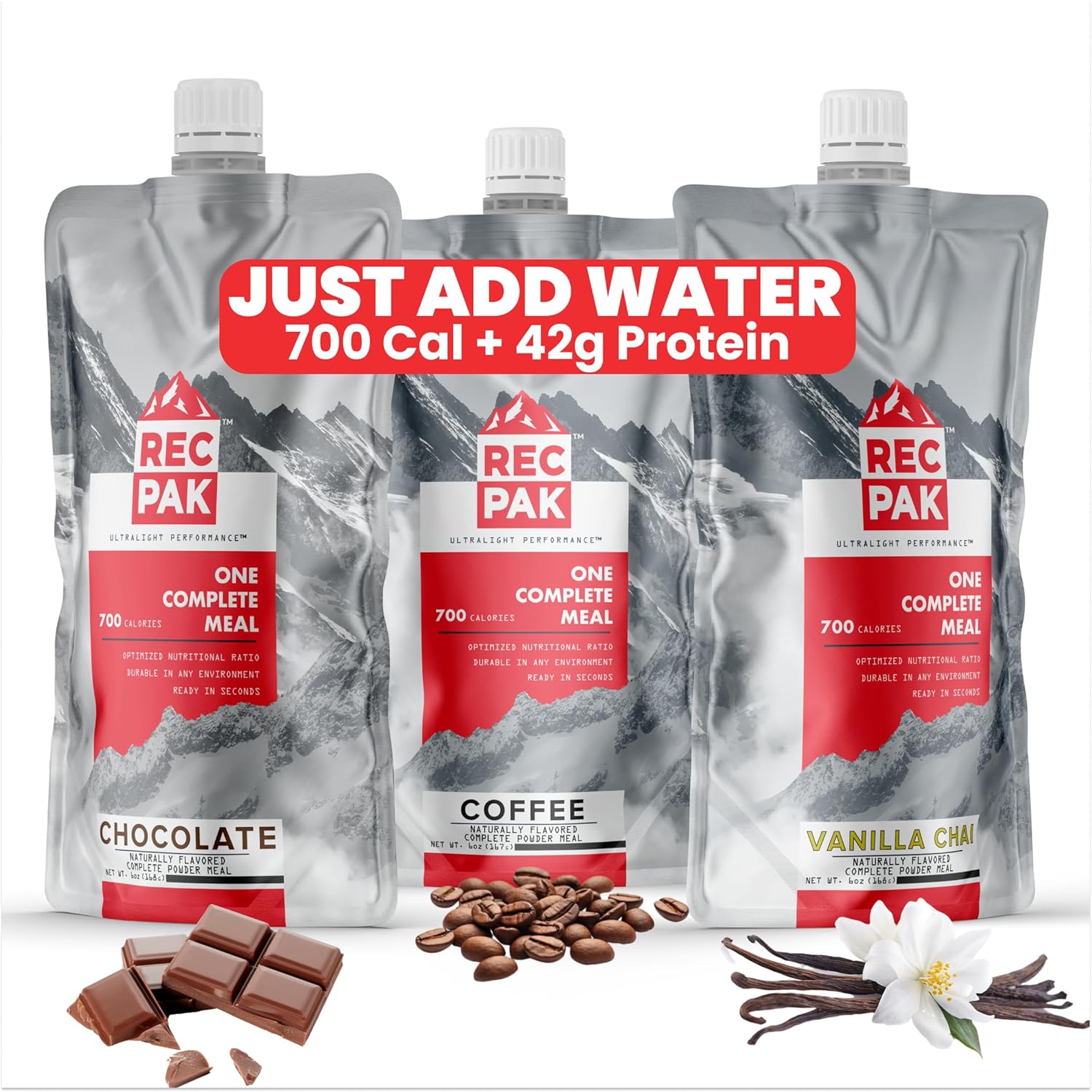 RecPak Performance Ultralight Instant Meals For Your Next Adventure | 700 Cal 42g Protein I Variety Pack (6-Pack)