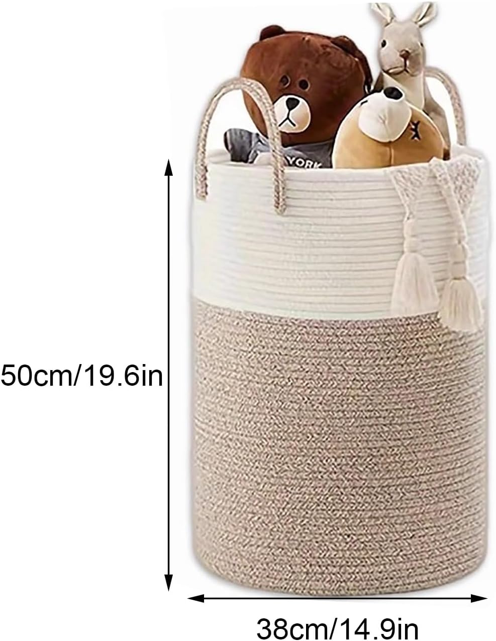 Cotton Rope Laundry Basket 72L, Foldable Machine-Washable Clothes Hamper with Handles, Large Storage Bin for Toys Bedding, Nursery, Dorm, RV(Natural)