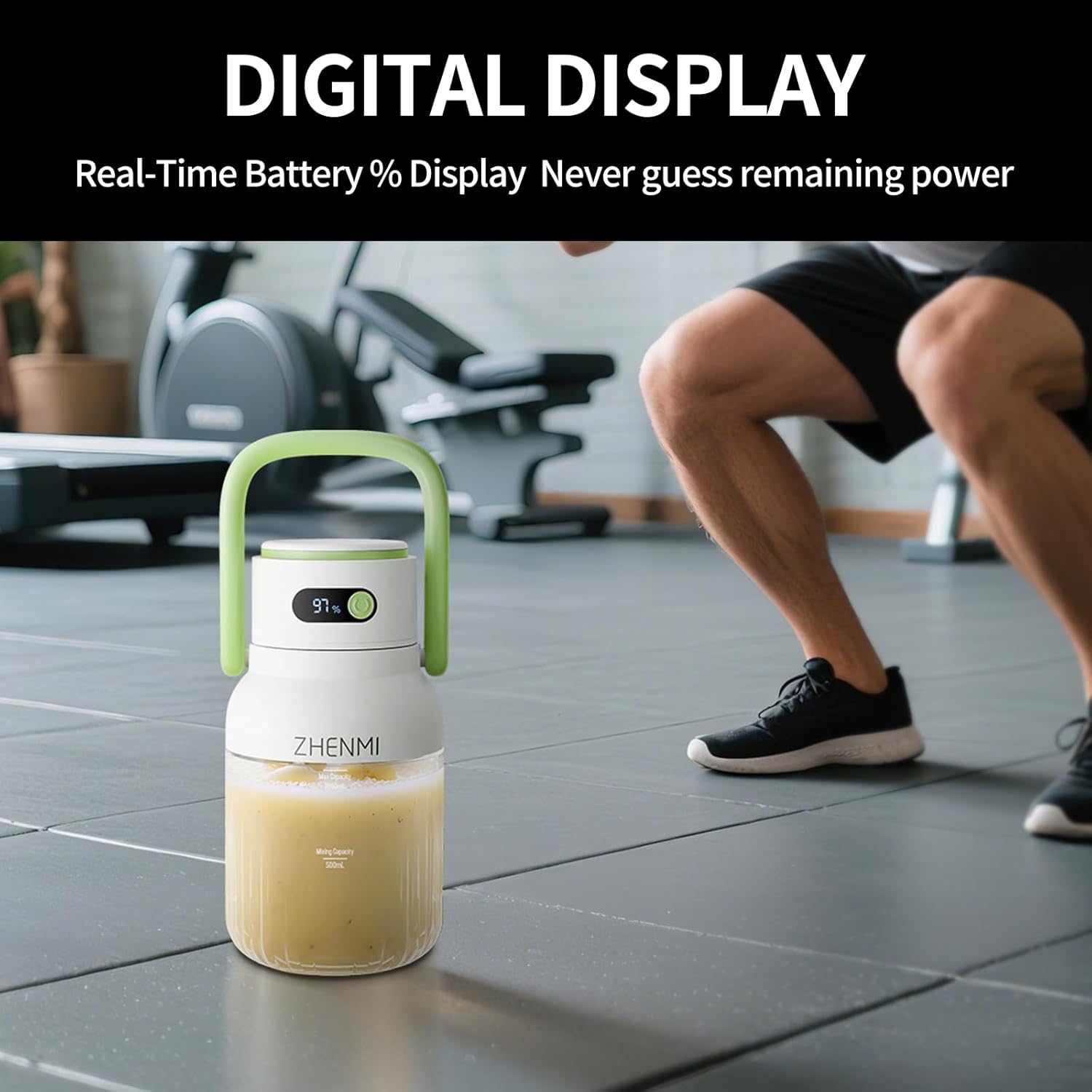 Portable Blender, 1000ml Capacity, Stainless Steel 12-Blade System, Portable Ice Crushing Juicer-for Shakes & Smoothies, BPA Free, 2 Leakproof-Lids & Straw, USB Rechargeable (green)