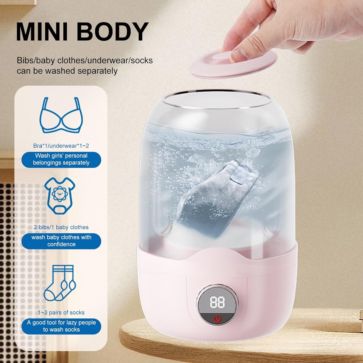 Portable Washing Machine – Rechargeable Automatic Laundry Cleaner, Small Clothes Washer Cup | Mini Underwear Washing Tool, Compact Laundry Device for Dormitories, Apartments, Camping, Travel, Tiny