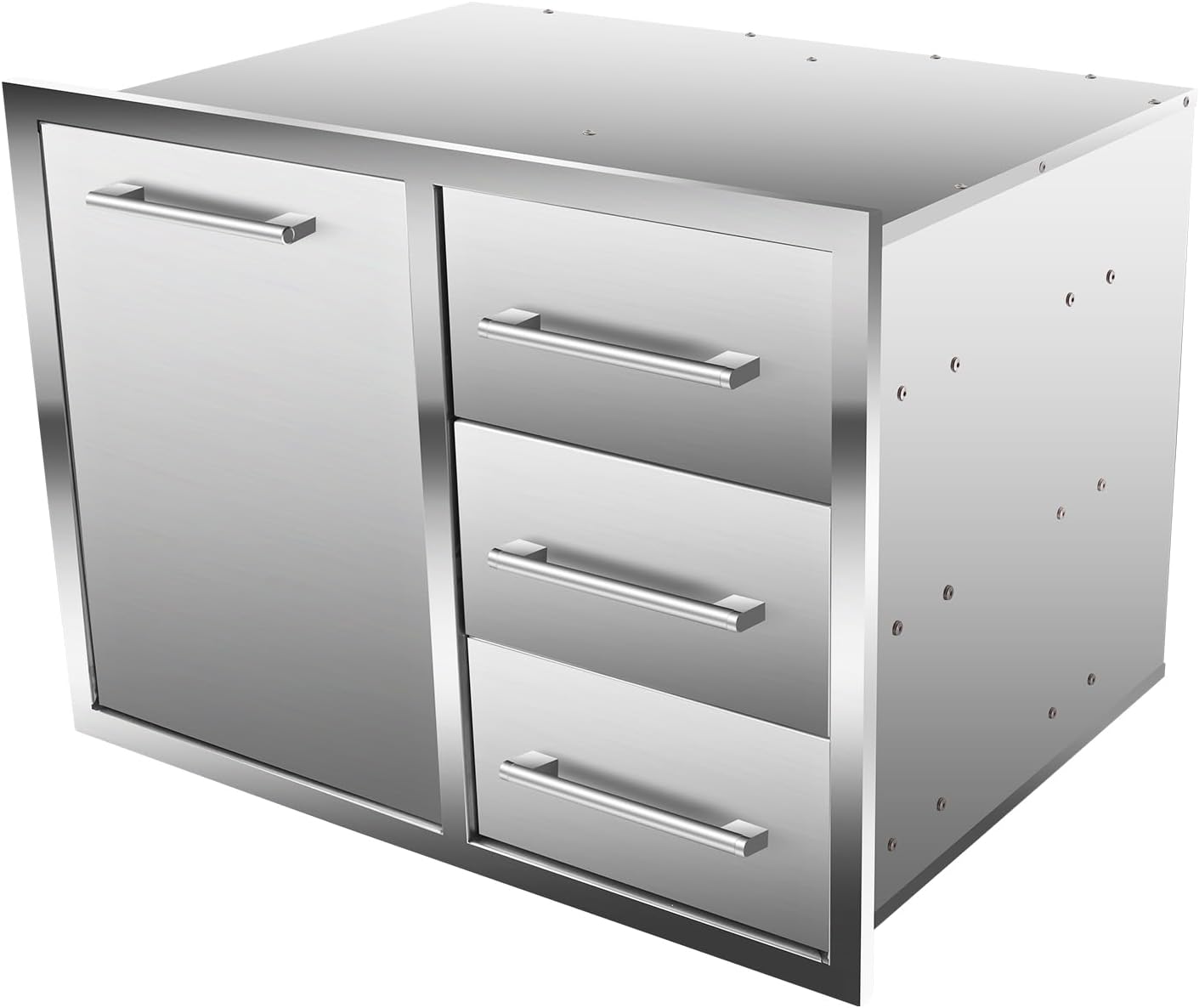 Outdoor Kitchen Drawer Combo, BBQ Access Trash Drawer Combo with Triple Stainless Steel Drawers(Right), Outdoor Kitchen for BBQ Island, Grilling Station, Outside Cabinet (28