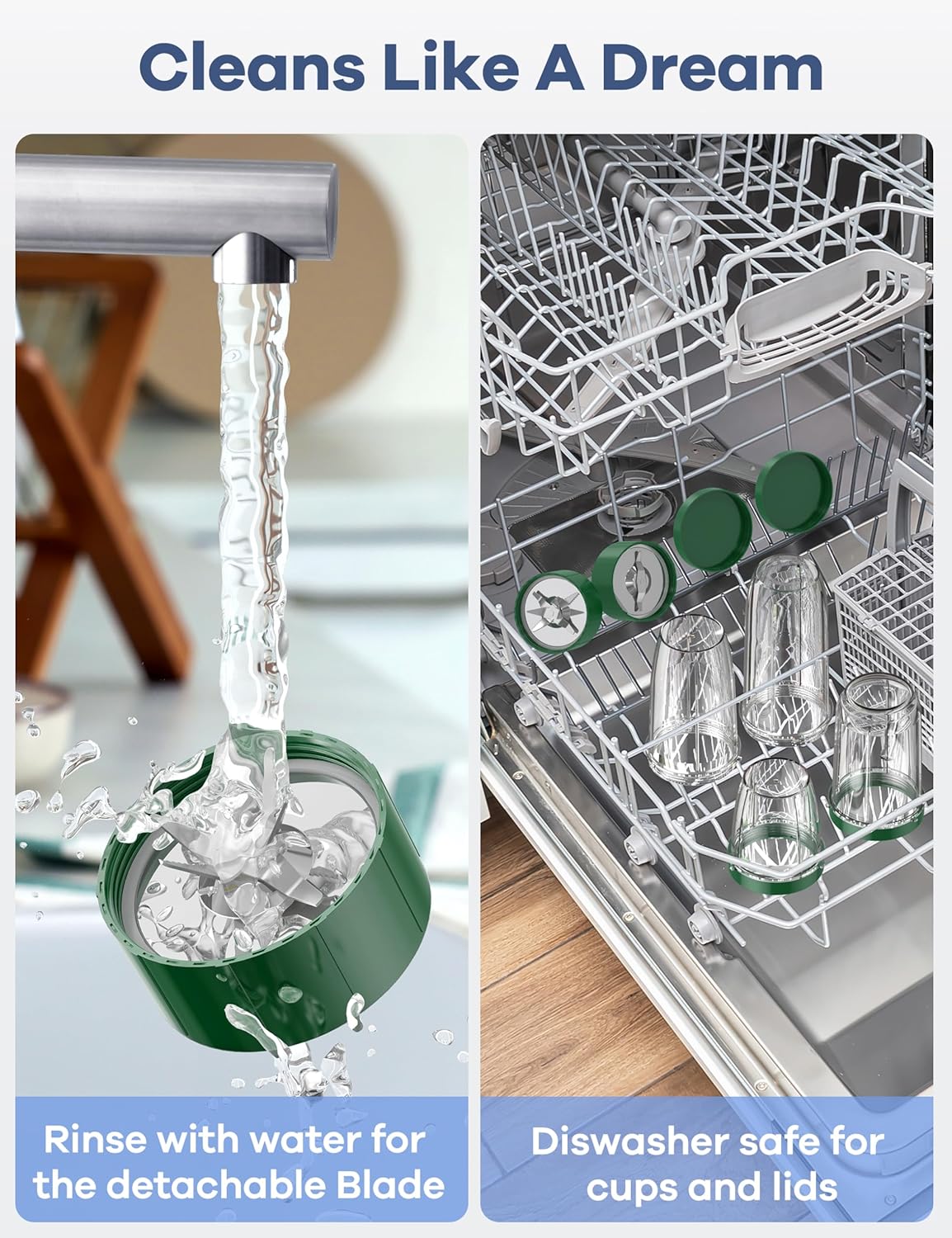 Ganiza Smoothie Blender, 900W Blenders for Shakes and Smoothies, GB10 Smoothies Maker with 4 BPA-Free Portable Cup, Nutritious Recipe (Green)