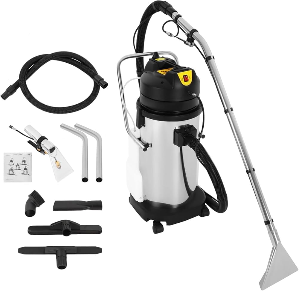 40L/11Gal Commercial Carpet Cleaner Machine,4 Wheels,Extractor Vacuum Washing Machine,3 in 1 Multi-Purpose Portable Carpet Sofa Curtain Cleaner Vacuum Cleaner,with 22.97ft Cord(Two Packages)