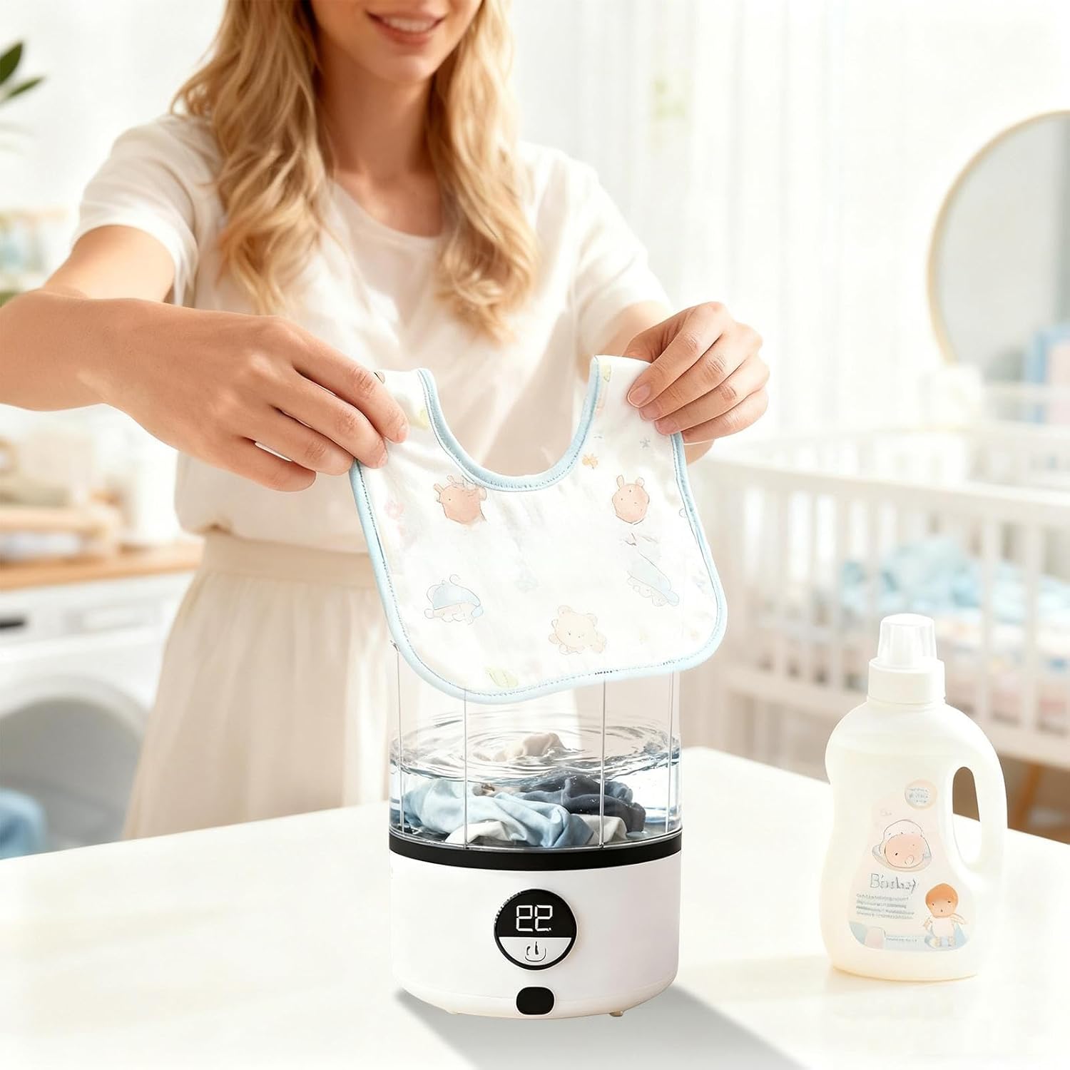Portable Washer, 2-Mode Cordless Rechargeable Mini Laundry Machine Featuring Compact Lightweight Design, Perfect for Home, Dorm, Travel, Camping, RV, Hotel, Small Clothes, Underwear, Bra, Socks