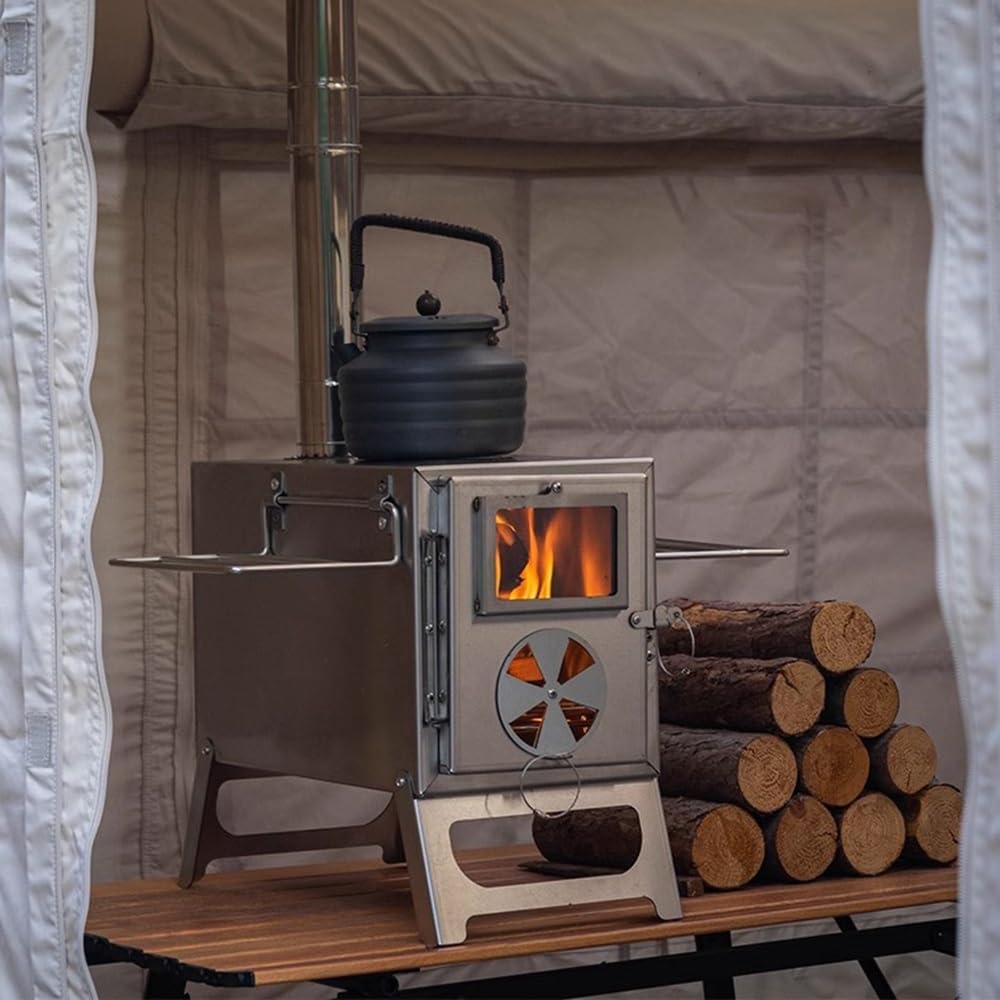 Fire Pits ﻿ Stainless Steel Wood Stove Camping Outdoor Small Heating Portable Foldable Travel Indoor and Outdoor Heating Stove Firewood stove