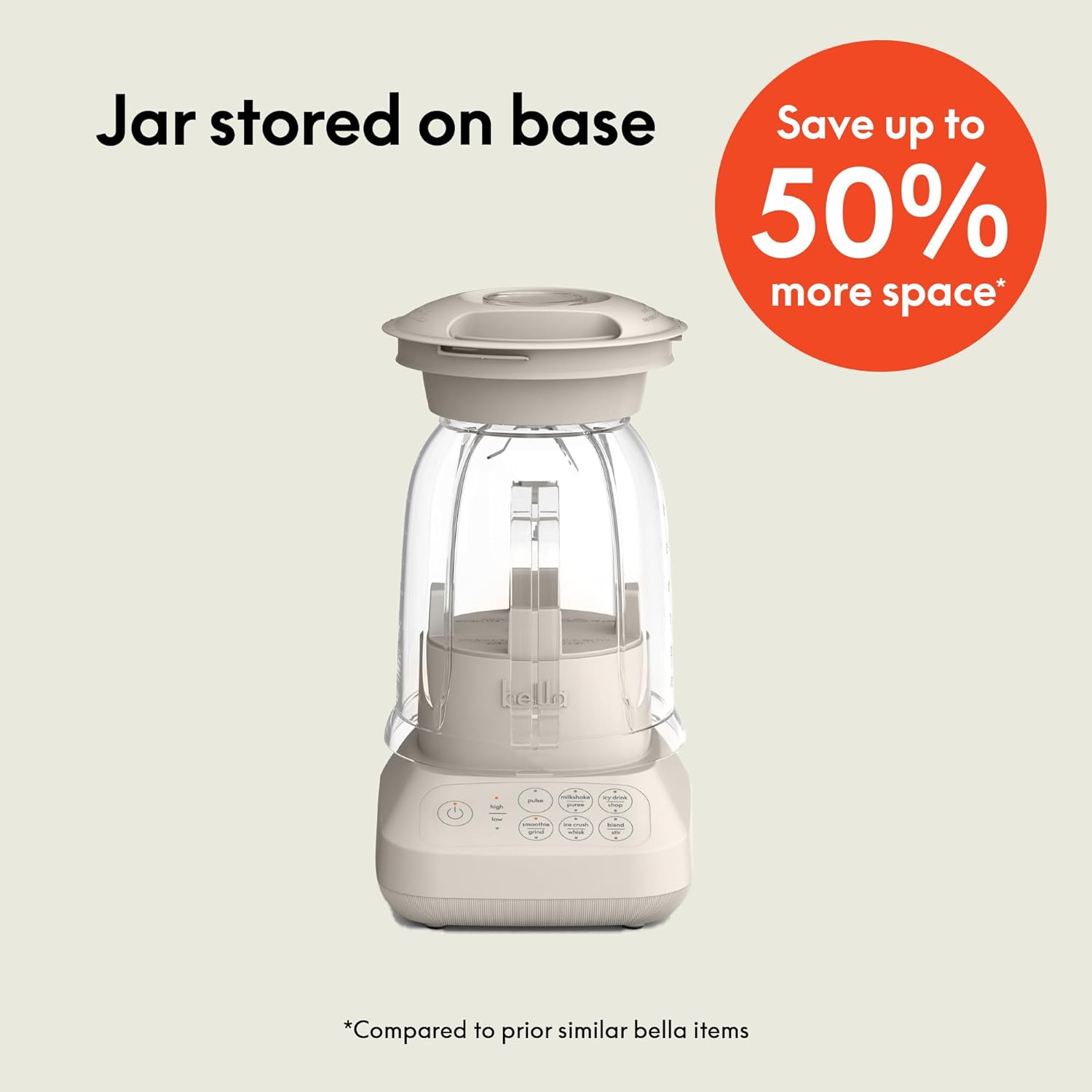 bella 10 Speed Countertop Blender, Juicer & Smoothie Maker, Fits-anywhere™ Kitchenware, Slim Flip & Store Design, Dishwasher Safe 48oz Capacity Pitcher & Lid, Stainless Steel Blade, 450 Watt, Oatmilk